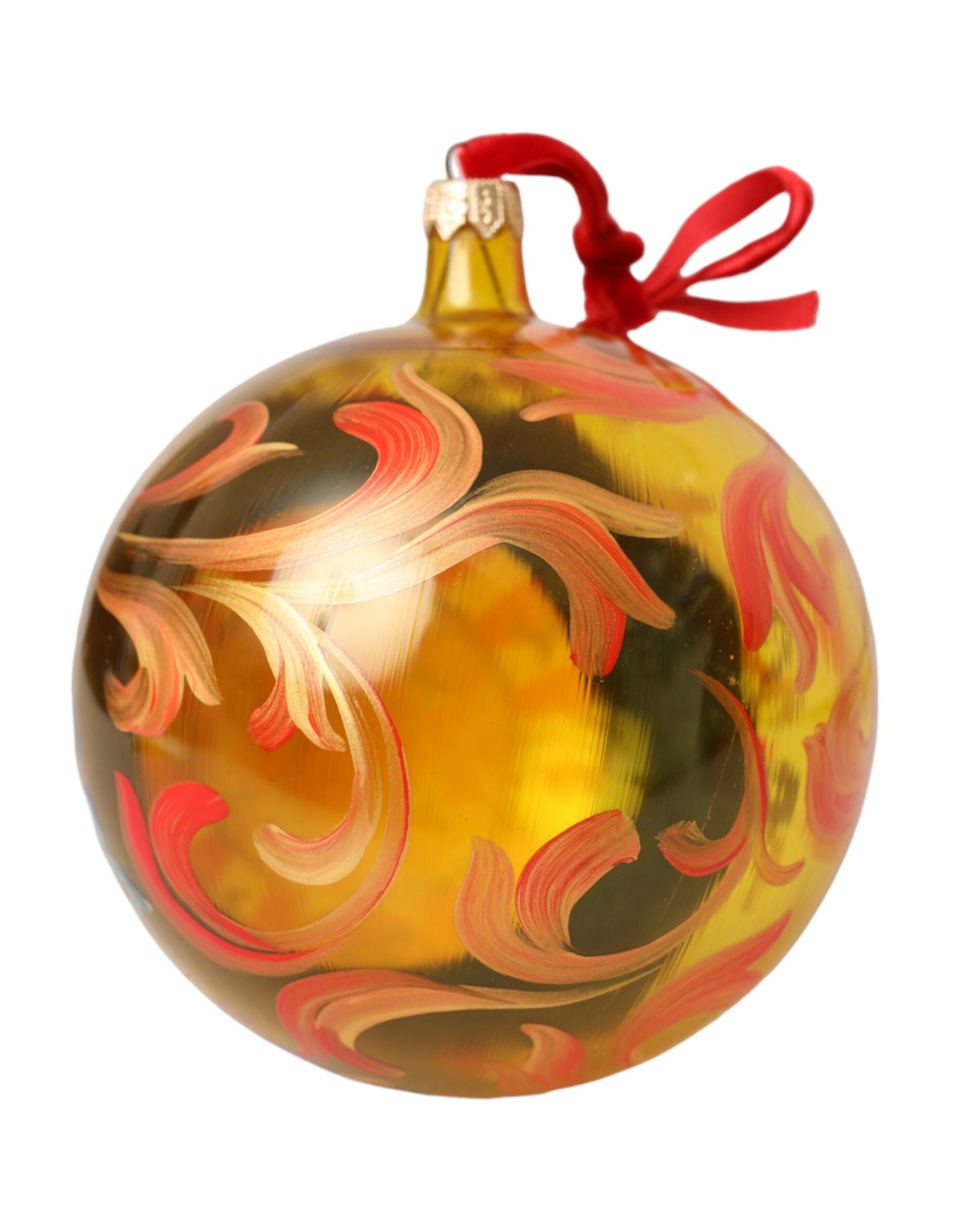 Dolce &amp; Gabbana Gold-Tone Carretto Print Round Ornament Christmas Ball