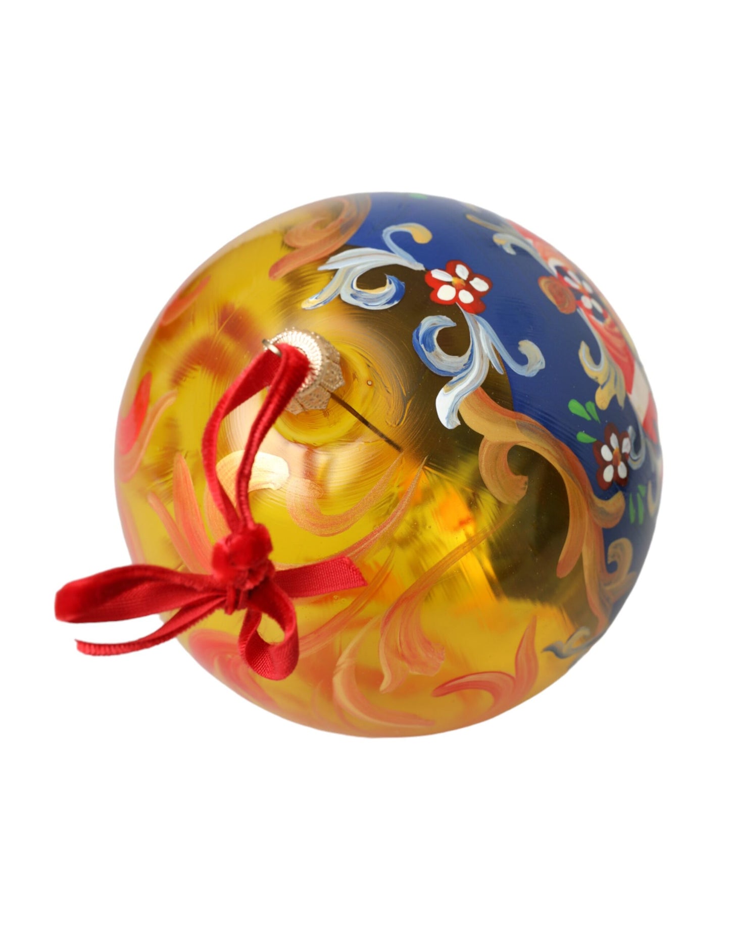 Dolce &amp; Gabbana Gold-Tone Carretto Print Round Ornament Christmas Ball