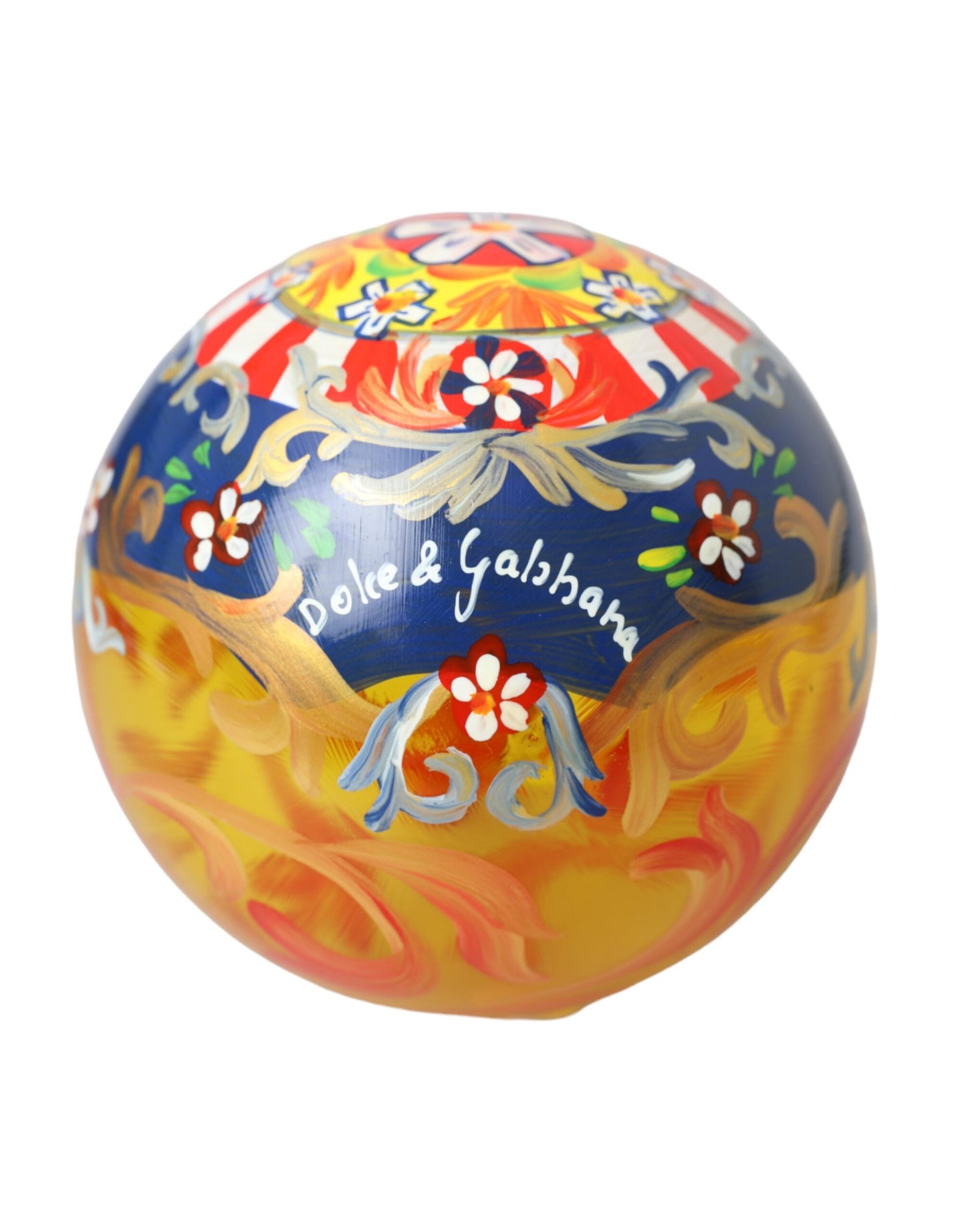 Dolce &amp; Gabbana Gold-Tone Carretto Print Round Ornament Christmas Ball