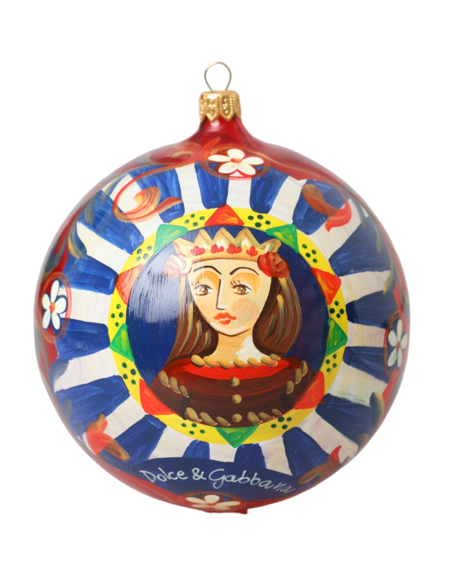 Dolce & Gabbana Multicolor Carretto Print Rundes Ornament Weihnachtskugel