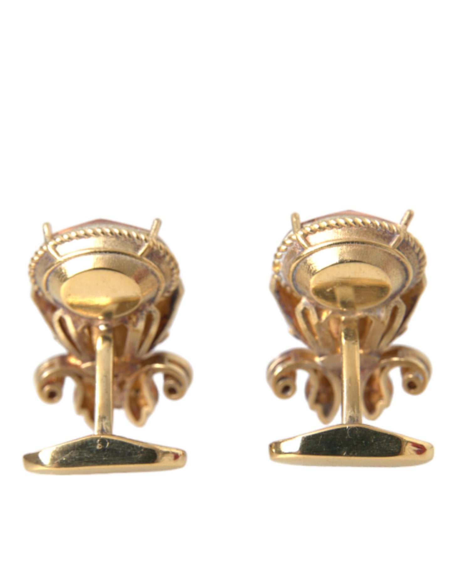 Dolce &amp; Gabbana Gold-colored 925 Sterling Silver Crystal Cufflink