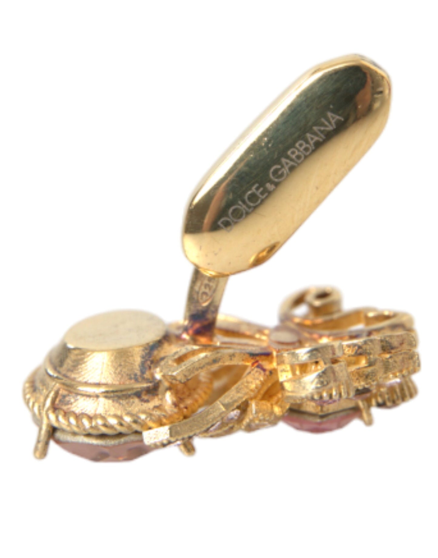 Dolce &amp; Gabbana Gold-colored 925 Sterling Silver Crystal Cufflink