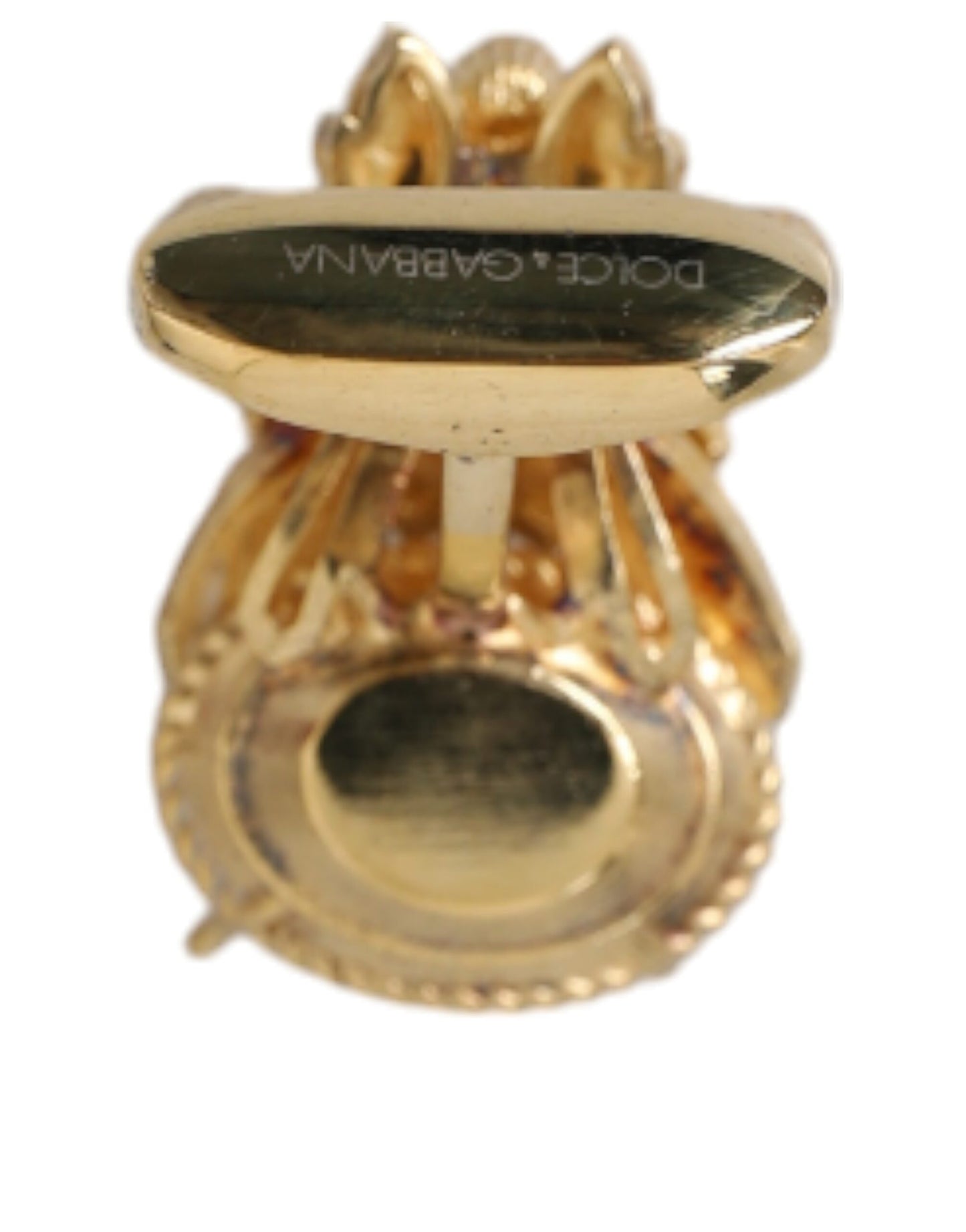 Dolce &amp; Gabbana Gold-colored 925 Sterling Silver Crystal Cufflink