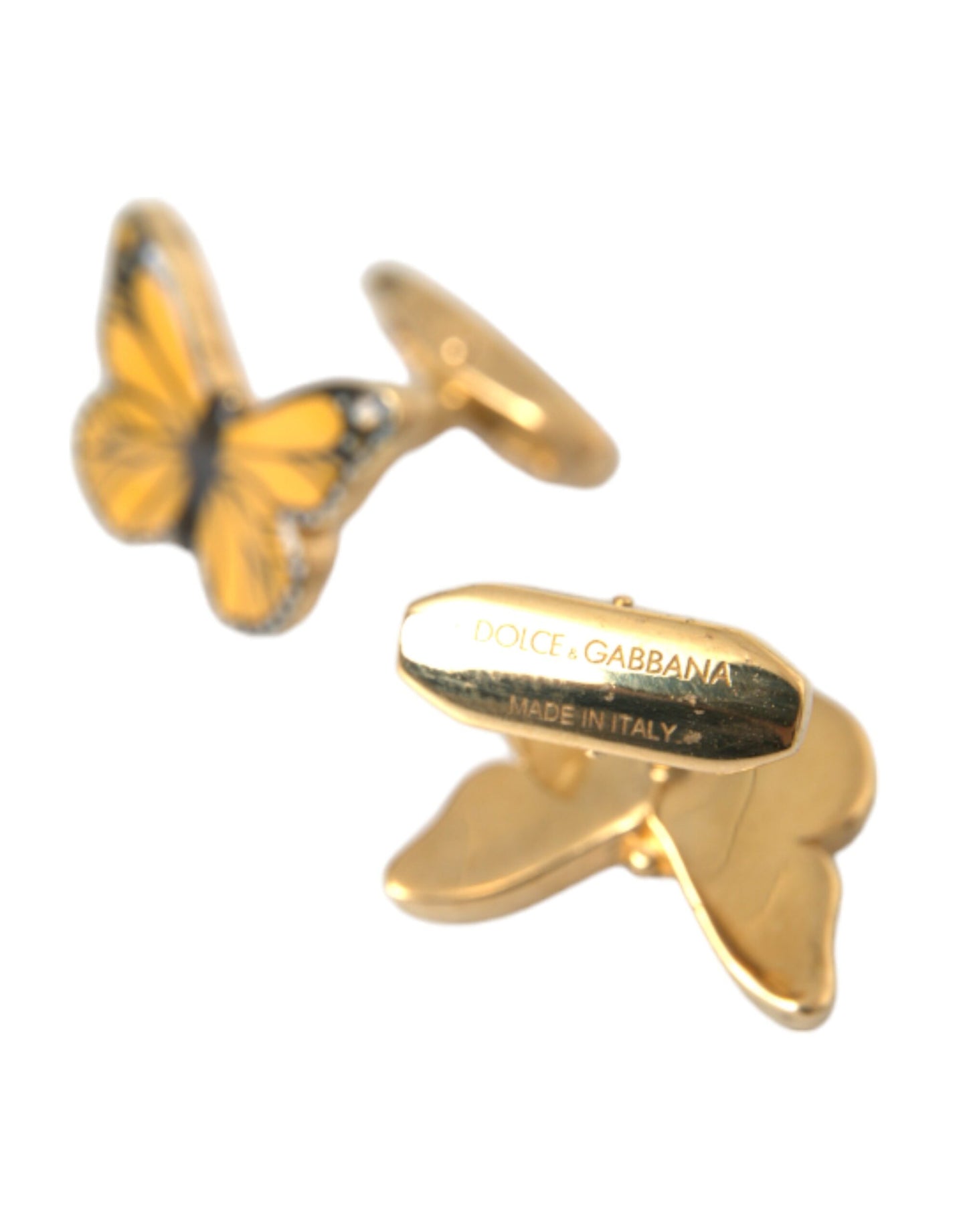 Dolce &amp; Gabbana Gold-Tone Brass Butterfly Enamel Men's Cufflink