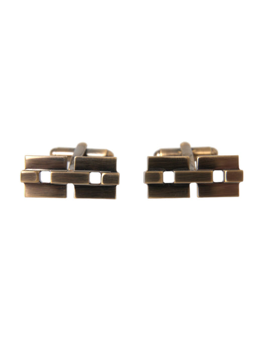 Dolce &amp; Gabbana Gold Plated Brass Square Pin Men Cufflinks