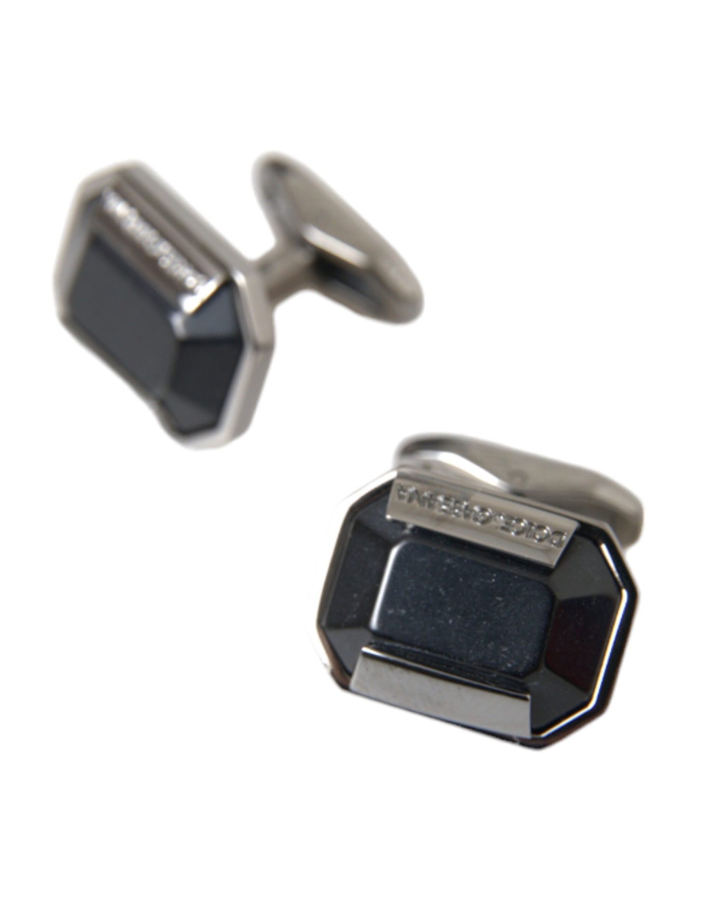 Dolce &amp; Gabbana Silver Plated Brass Pin Crystal Cufflinks