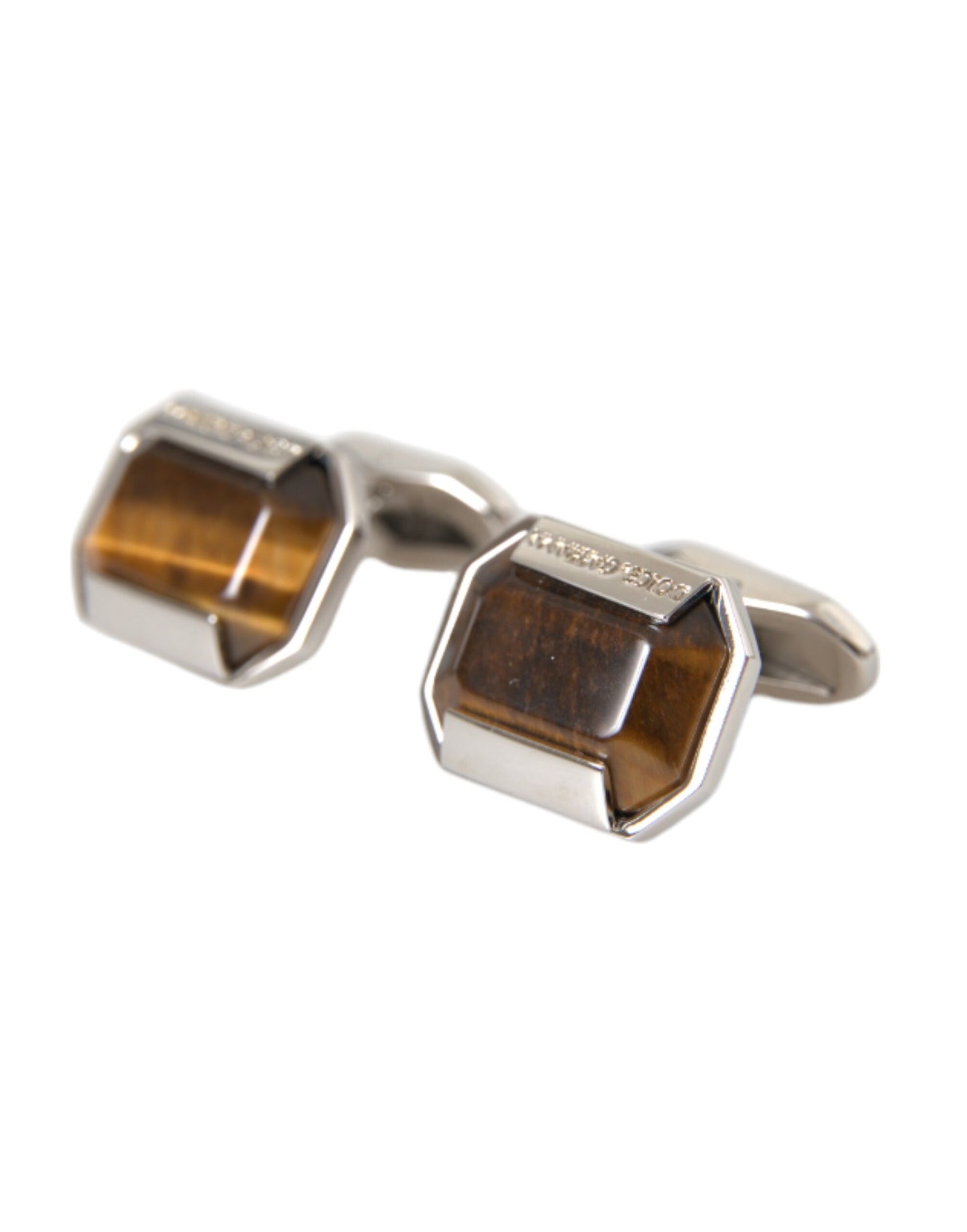 Dolce &amp; Gabbana Silver Plated Brass Pin Crystal Cufflinks