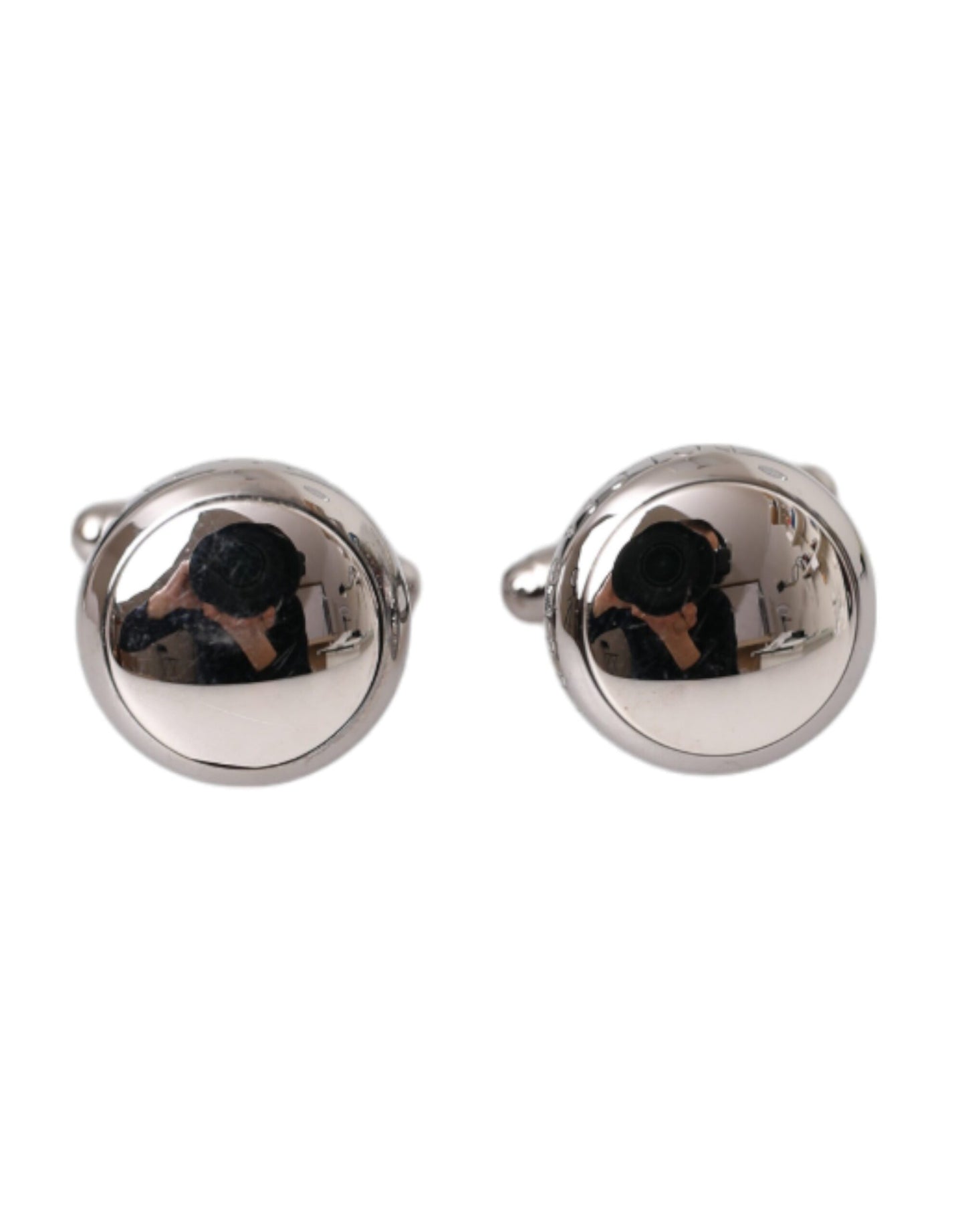 Dolce &amp; Gabbana Silver Plated Brass Round Pin Men Cufflinks