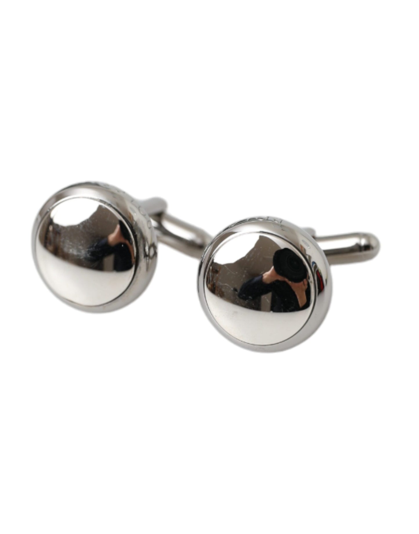 Dolce &amp; Gabbana Silver Plated Brass Round Pin Men Cufflinks