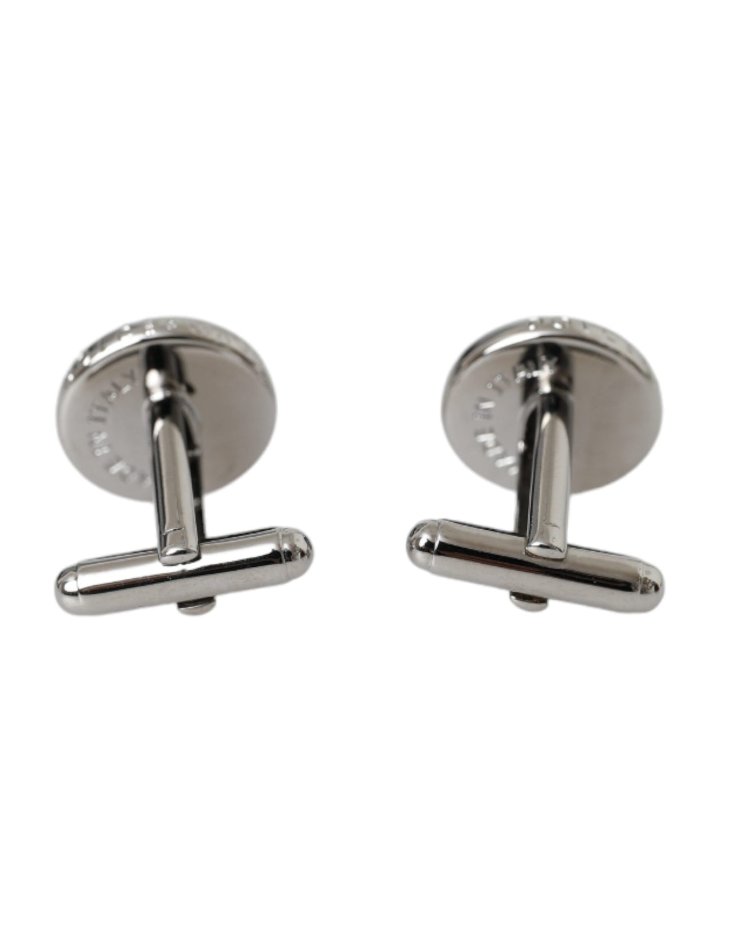 Dolce &amp; Gabbana Silver Plated Brass Round Pin Men Cufflinks