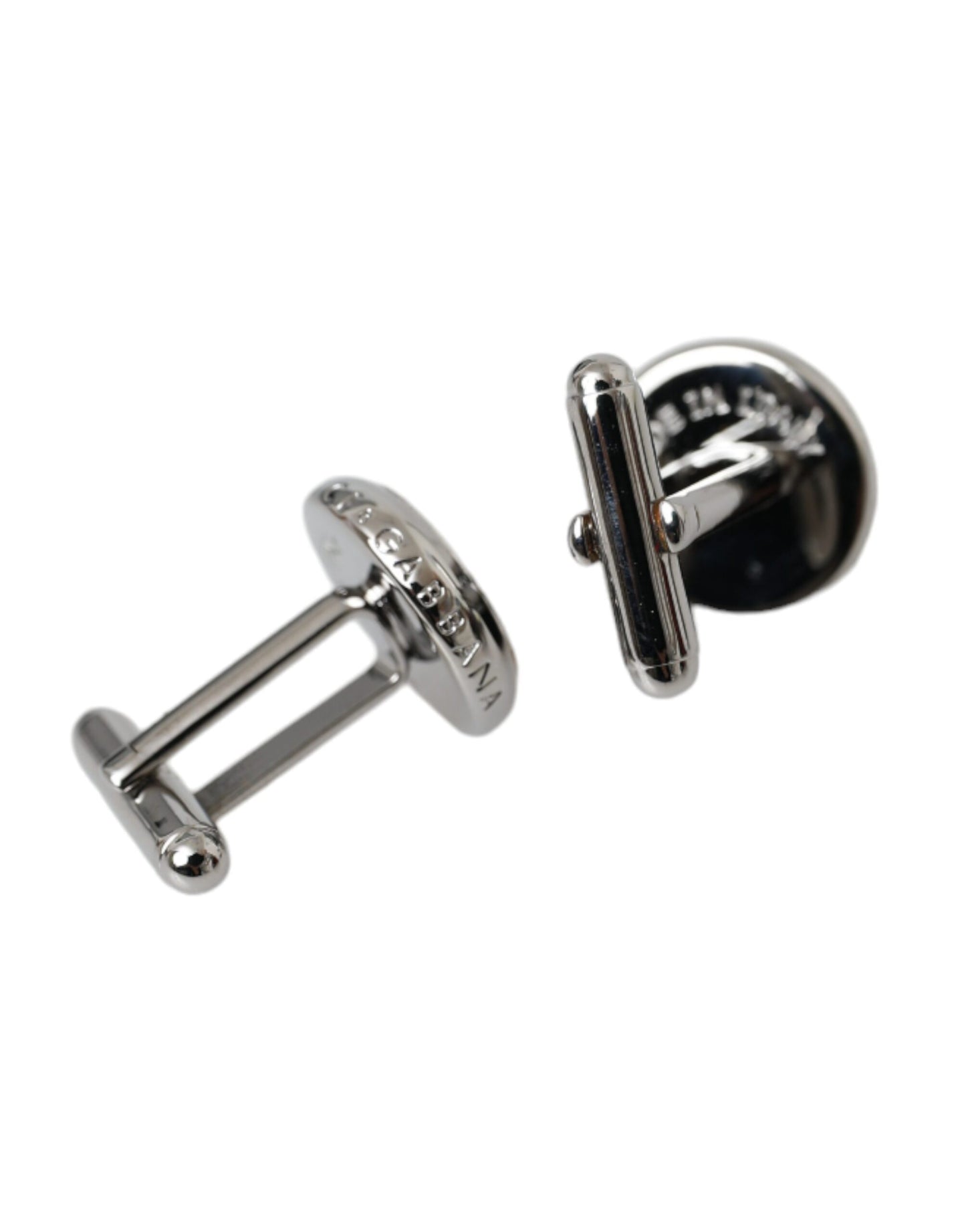 Dolce &amp; Gabbana Silver Plated Brass Round Pin Men Cufflinks