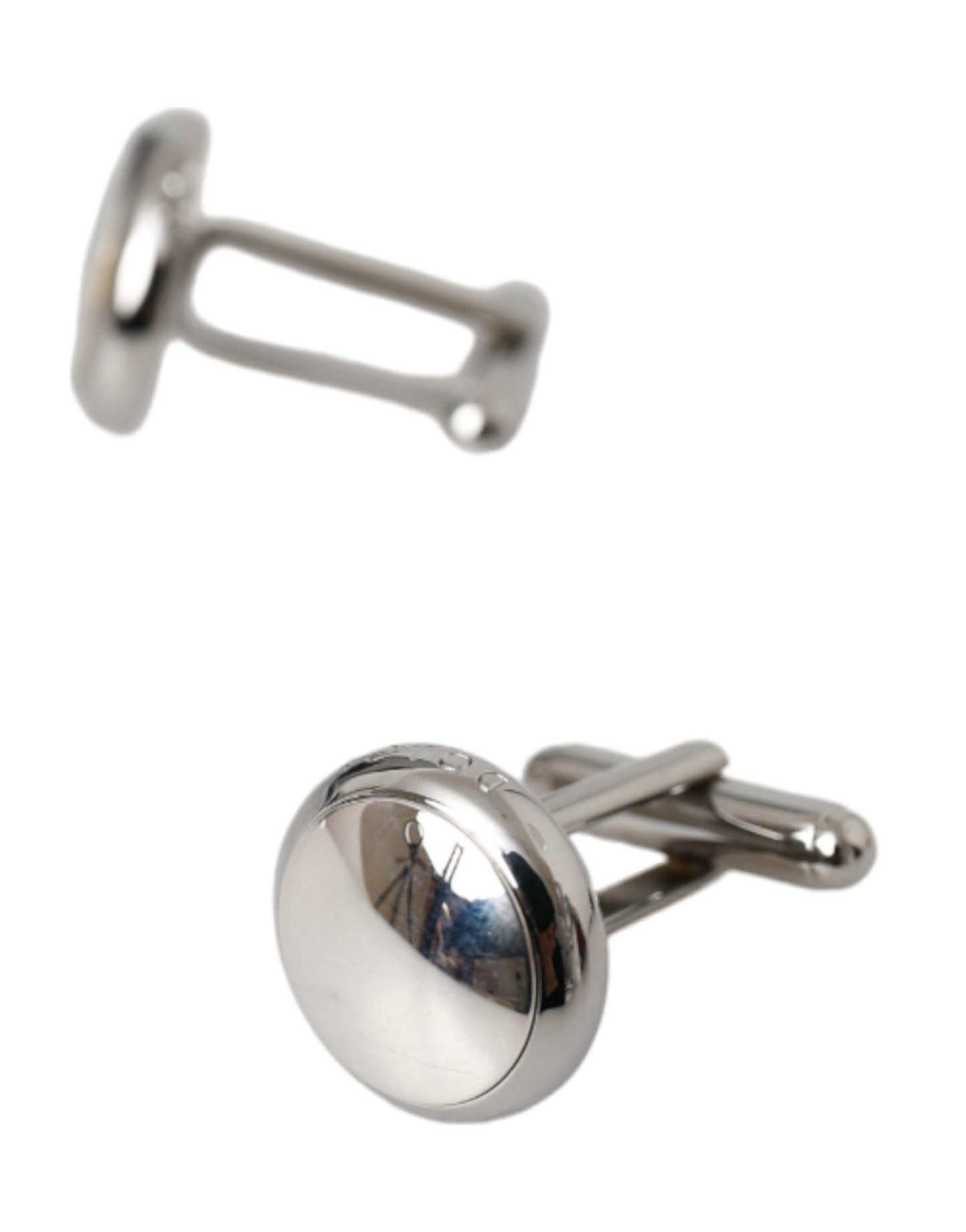 Dolce &amp; Gabbana Silver Plated Brass Round Pin Men Cufflinks