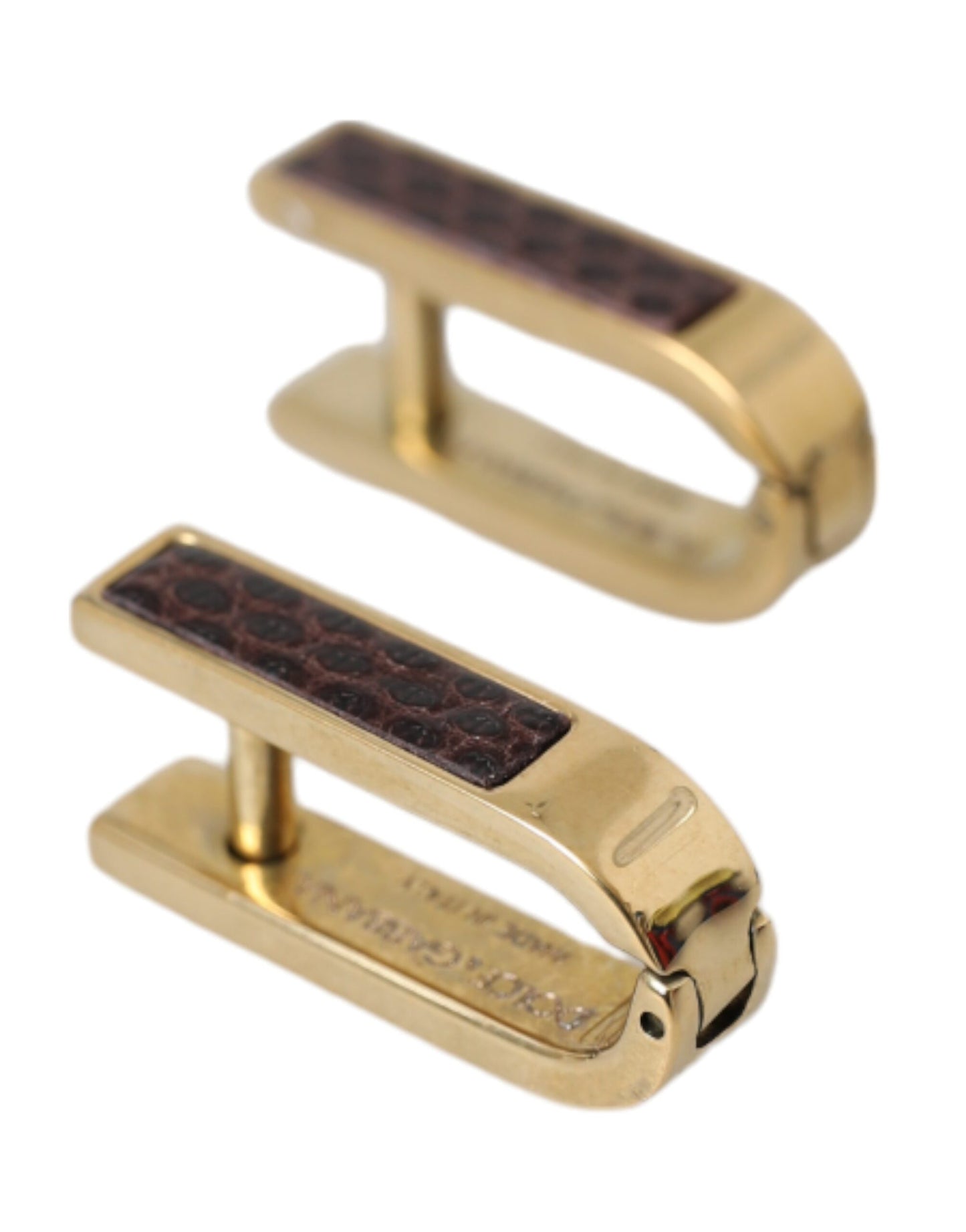 Dolce &amp; Gabbana Gold Plated Metal Brass Pin Men Cufflinks