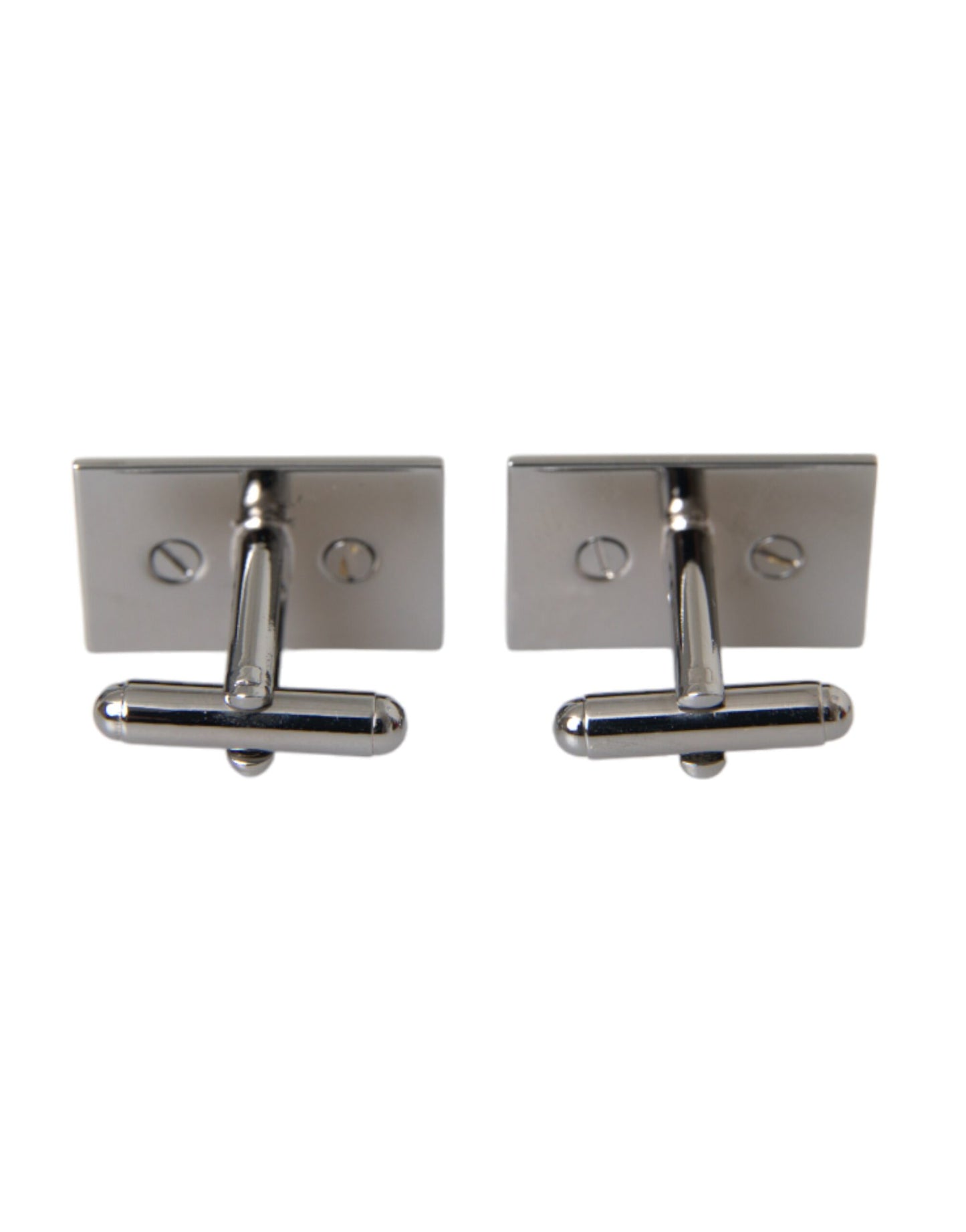 Dolce &amp; Gabbana Silver Plated Metal Brass DG Logo Pin Cufflinks