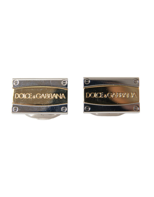 Dolce &amp; Gabbana Silver Plated Brass DG Logo Pin Cufflinks