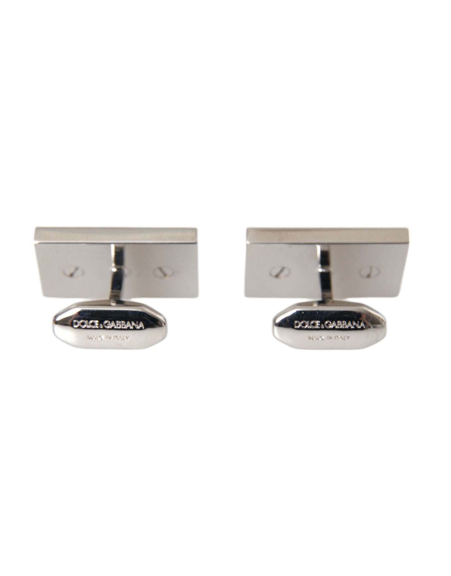 Dolce &amp; Gabbana Silver Plated Brass DG Logo Pin Cufflinks