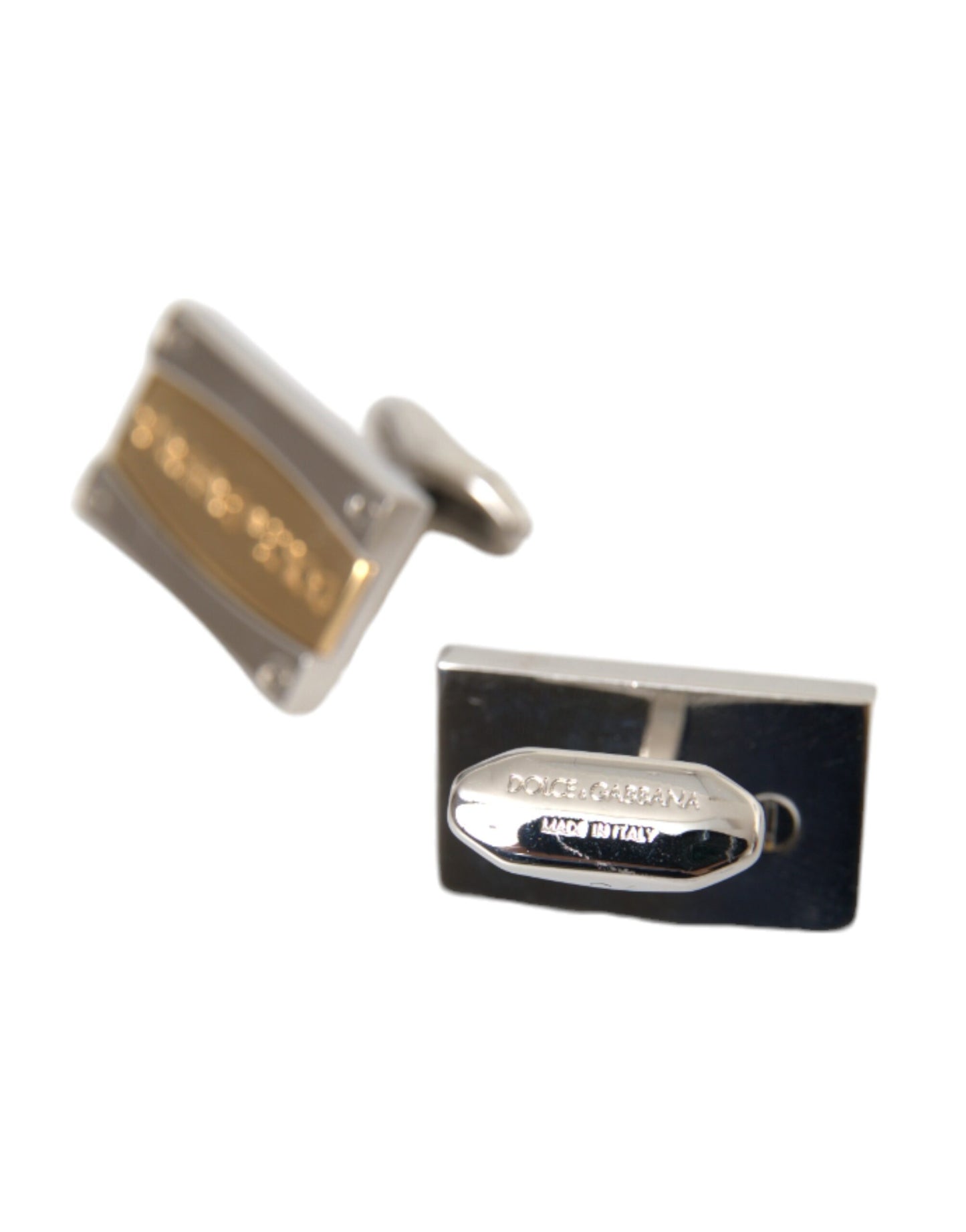 Dolce &amp; Gabbana Silver Plated Brass DG Logo Pin Cufflinks