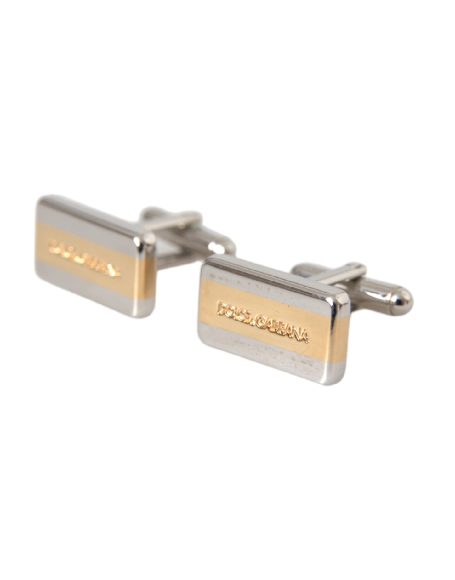 Dolce &amp; Gabbana Silver Plated Brass DG Logo Pin Cufflinks