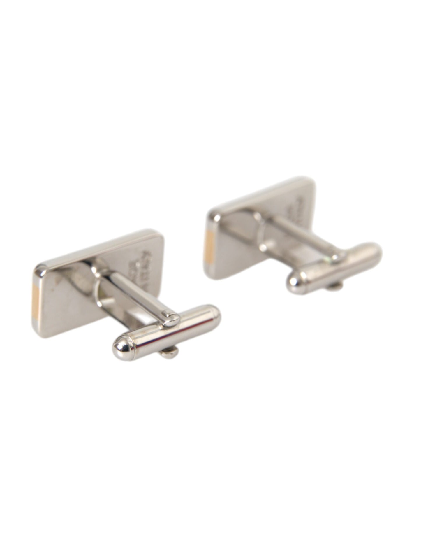 Dolce &amp; Gabbana Silver Plated Brass DG Logo Pin Cufflinks