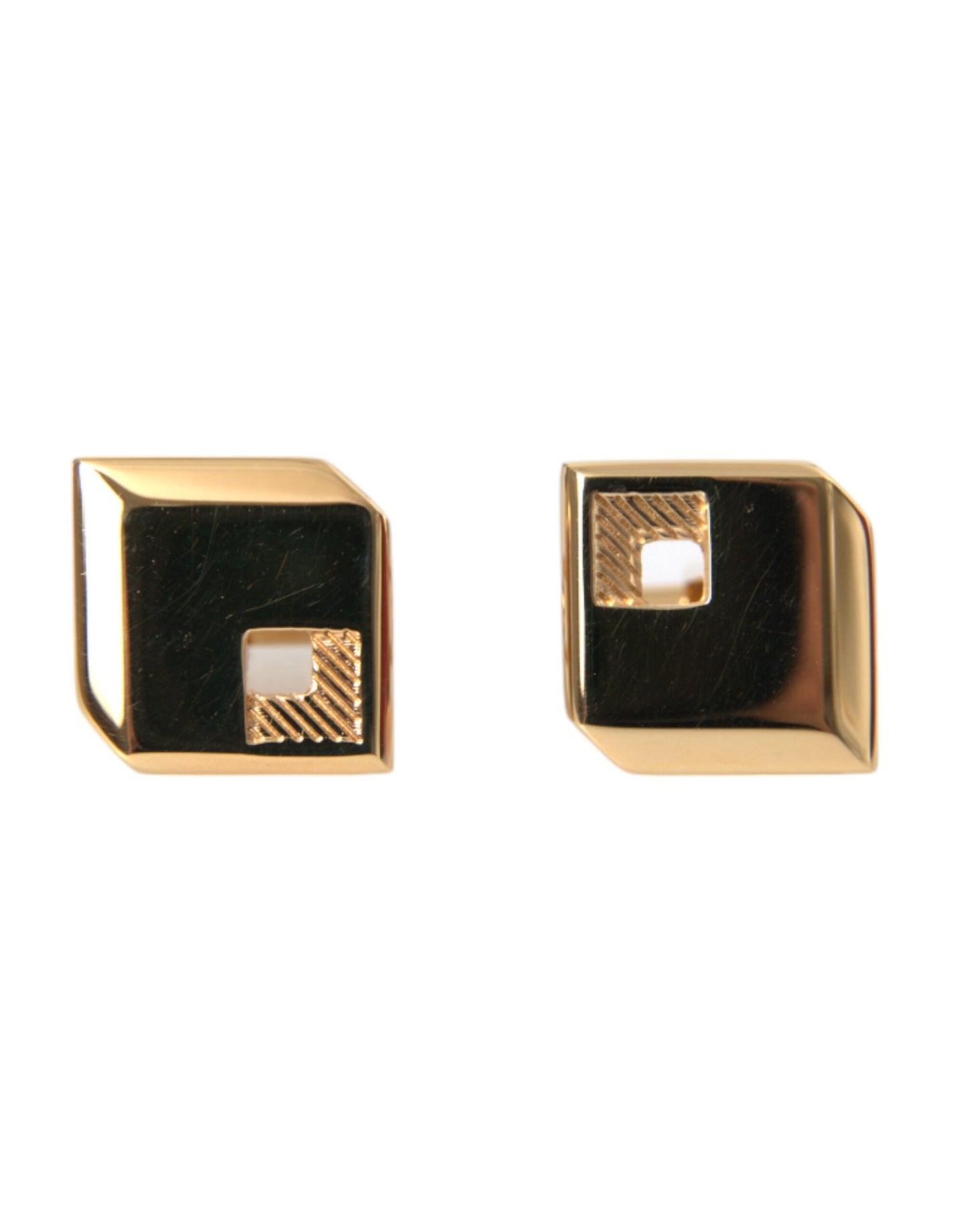 Dolce &amp; Gabbana Gold Plated Metal Brass Square Pin Cufflinks