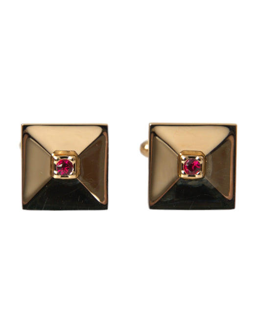 Dolce &amp; Gabbana Gold-plated cufflinks with square crystal made of brass