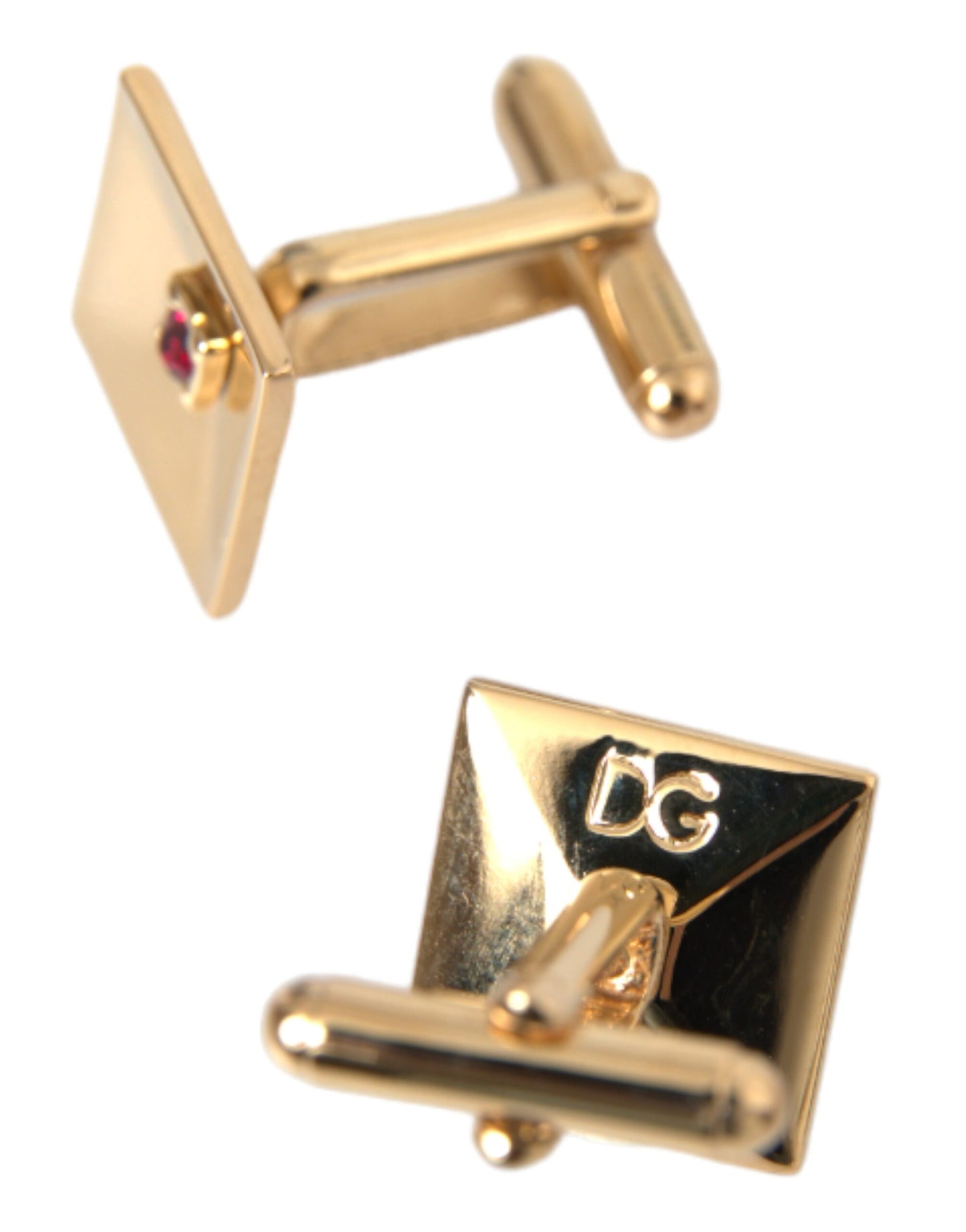 Dolce &amp; Gabbana Gold-plated cufflinks with square crystal made of brass