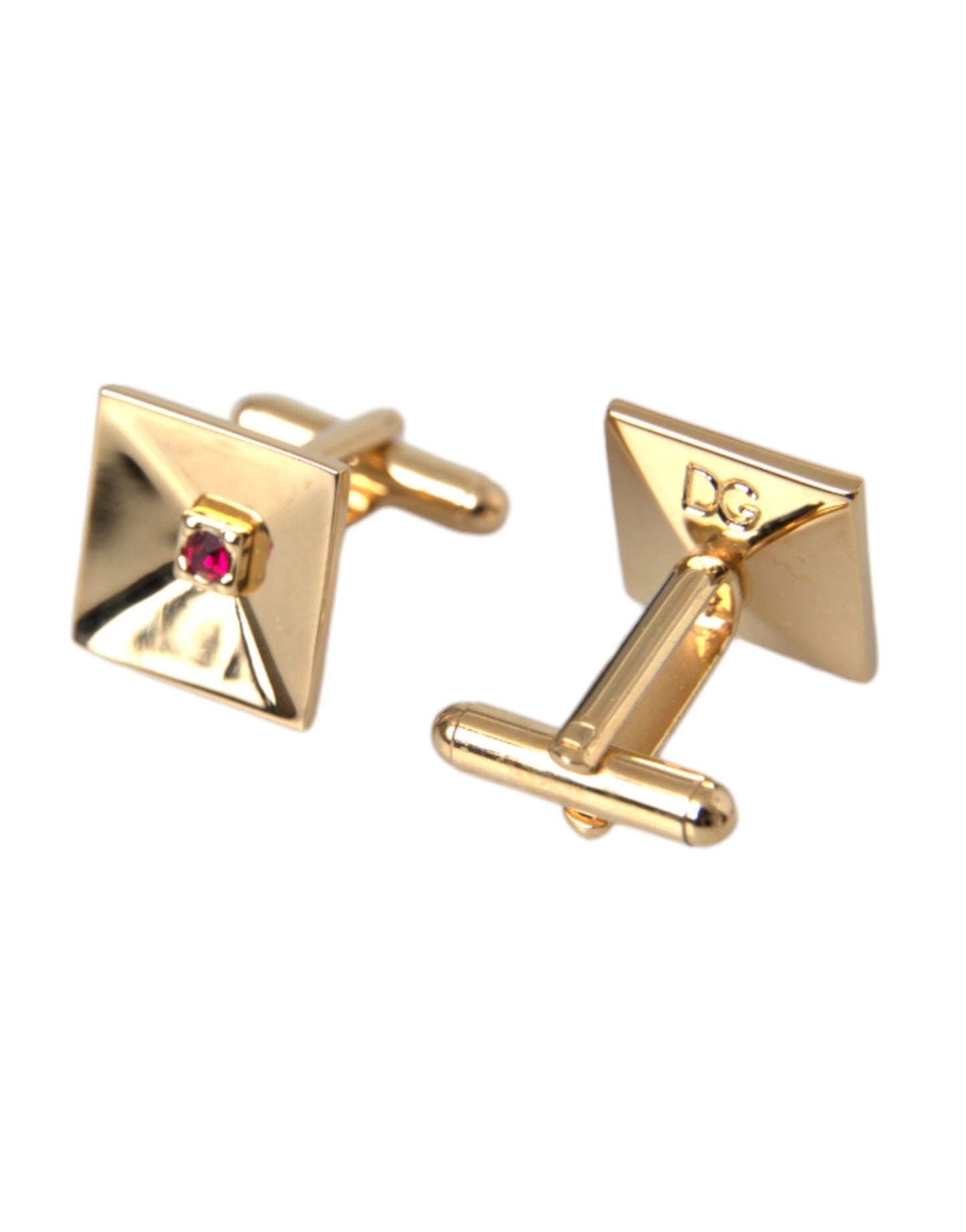 Dolce &amp; Gabbana Gold-plated cufflinks with square crystal made of brass