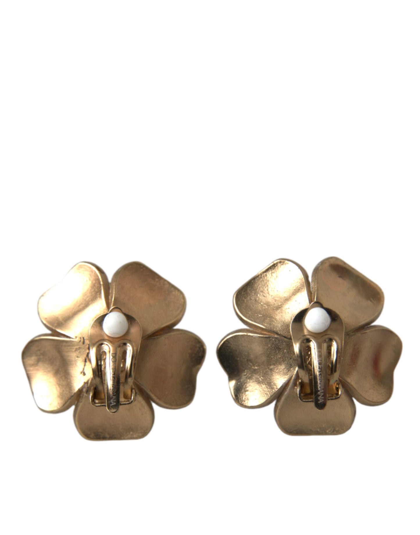 Dolce &amp; Gabbana Gold-Tone Maxi Faux Pearl Floral Clip-On Jewelry Earrings