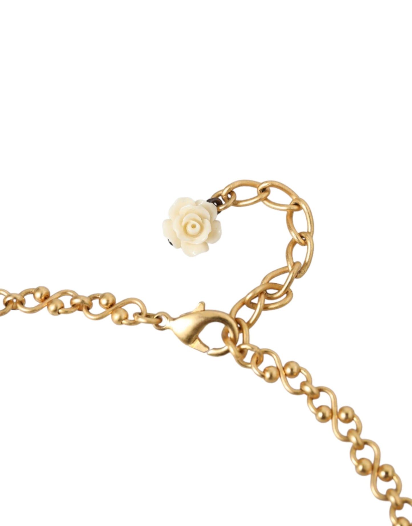 Dolce & Gabbana Gold Messing Kette Heiliges Herz Kristall Charme Halskette