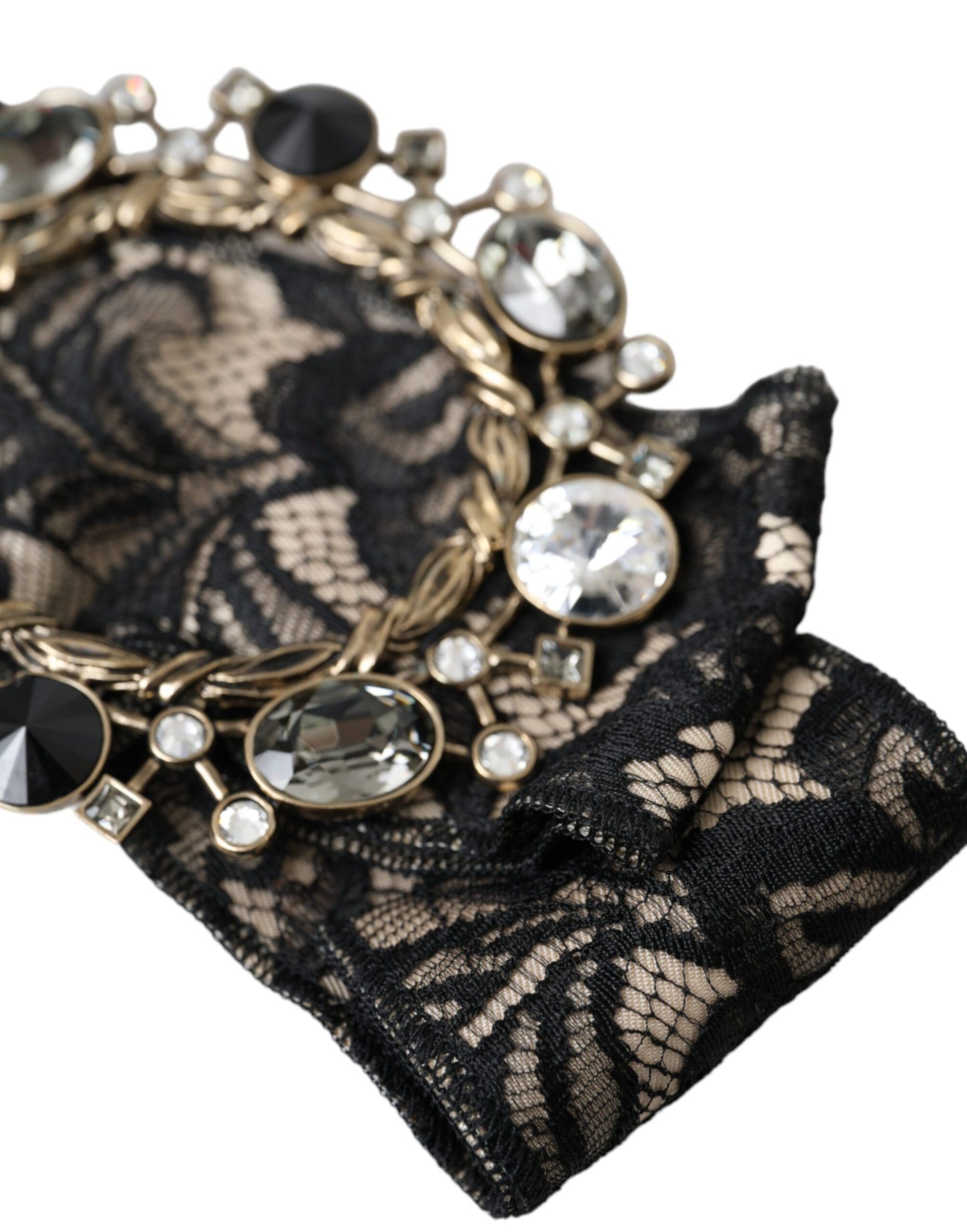 Dolce &amp; Gabbana Black Lace Crystal Handmade Brooch Hairpin