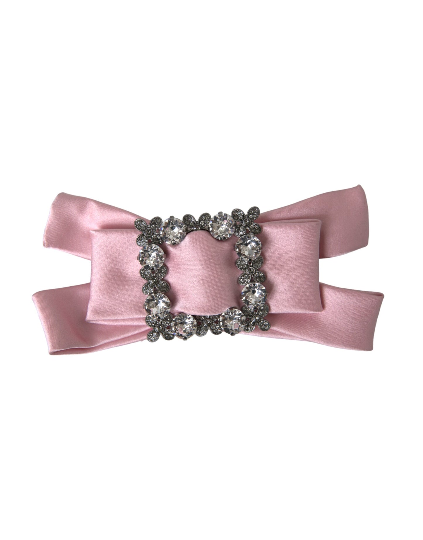 Dolce &amp; Gabbana Pink Satin Crystal Jewelry Brooch Hair Pin