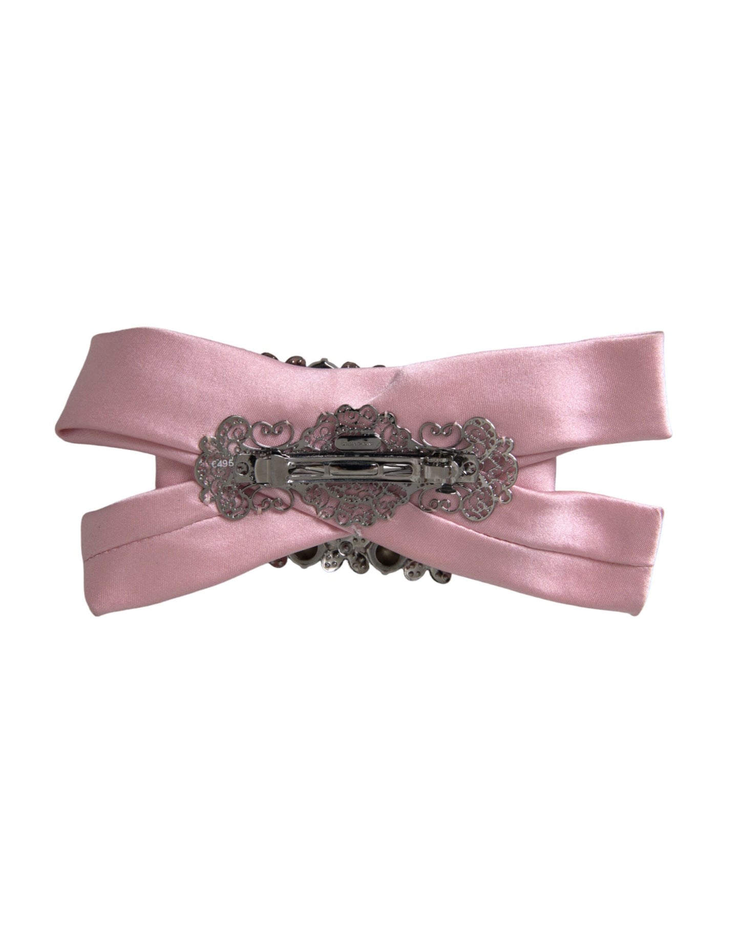 Dolce &amp; Gabbana Pink Satin Crystal Jewelry Brooch Hair Pin