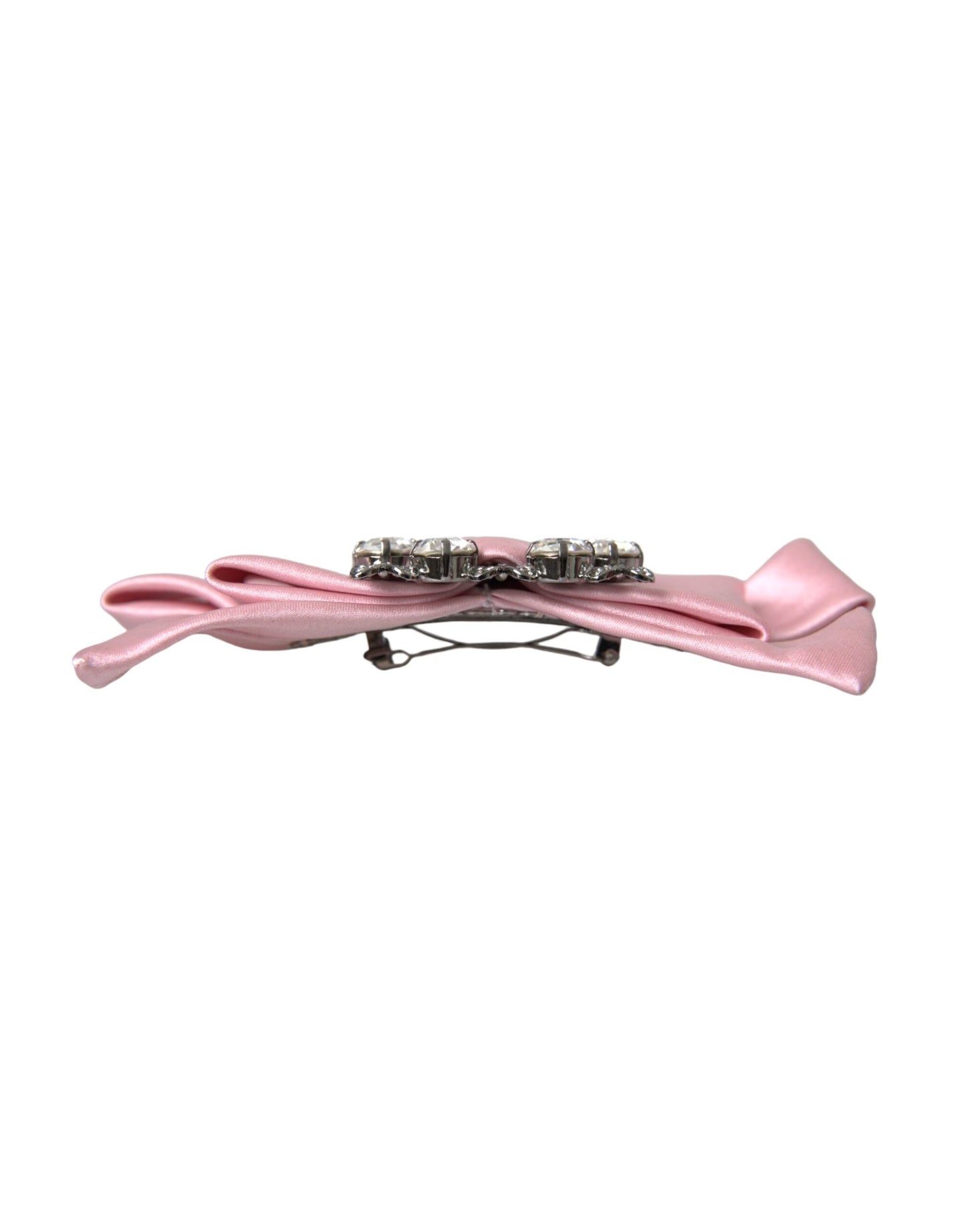 Dolce &amp; Gabbana Pink Satin Crystal Jewelry Brooch Hair Pin