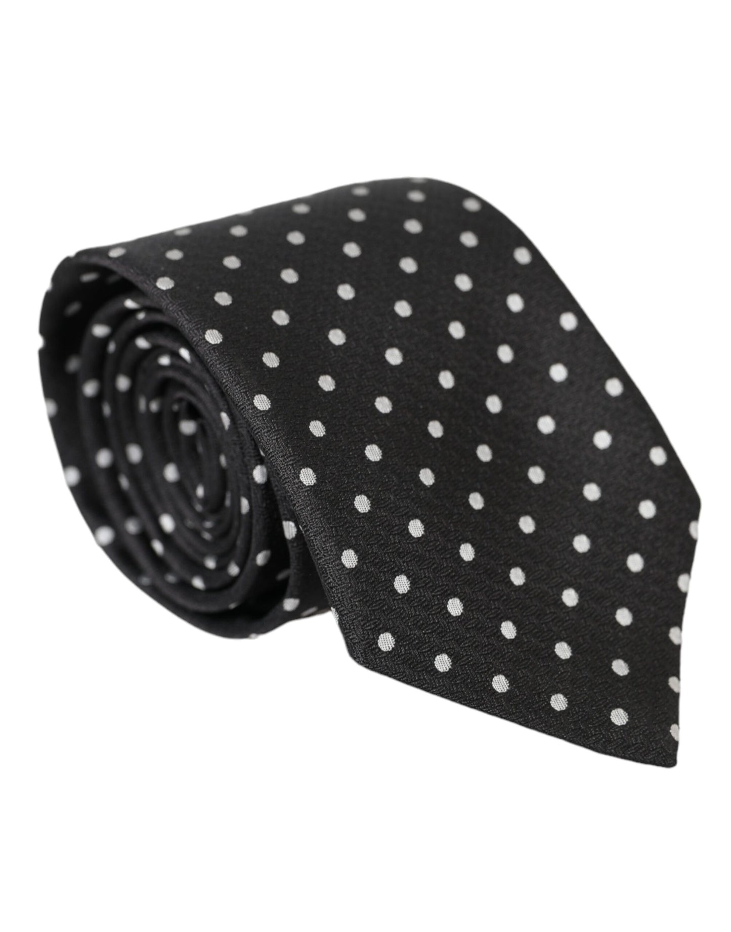 Dolce & Gabbana Schwarz Weiß Polka Dots 100% Seide Krawatte Gesichtsmaske