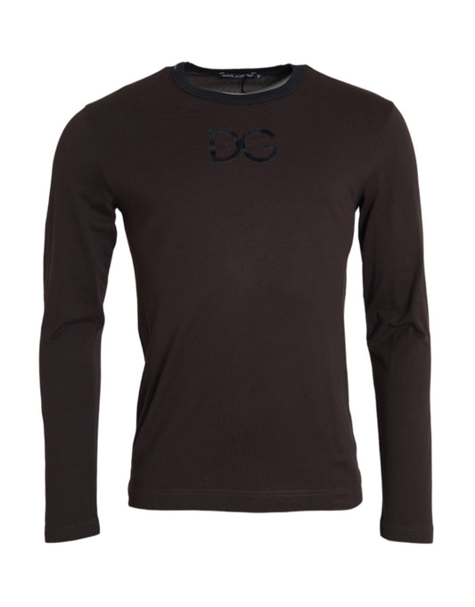 Dolce & Gabbana Brauner DG Logo Pullover mit Rundhalsausschnitt