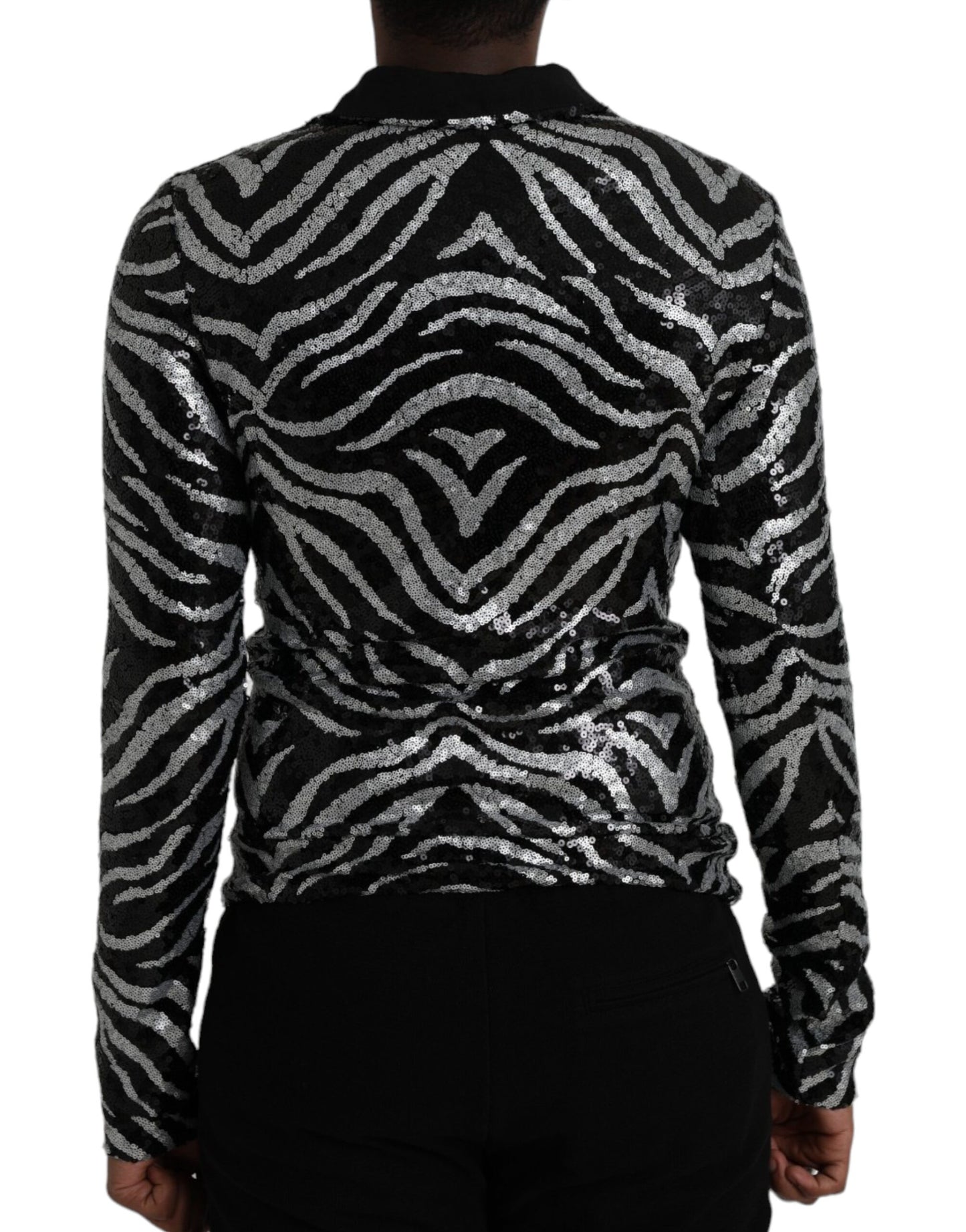 Dolce &amp; Gabbana Black and silver polyester sweater with sequins