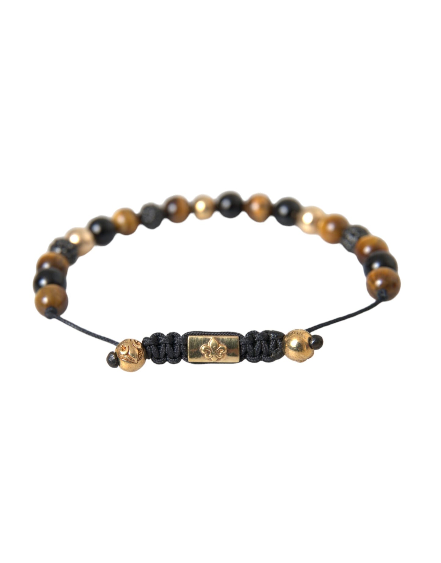 Nialaya CZ Ball Tiger Eye Stone Copper Beads Men Bracelet