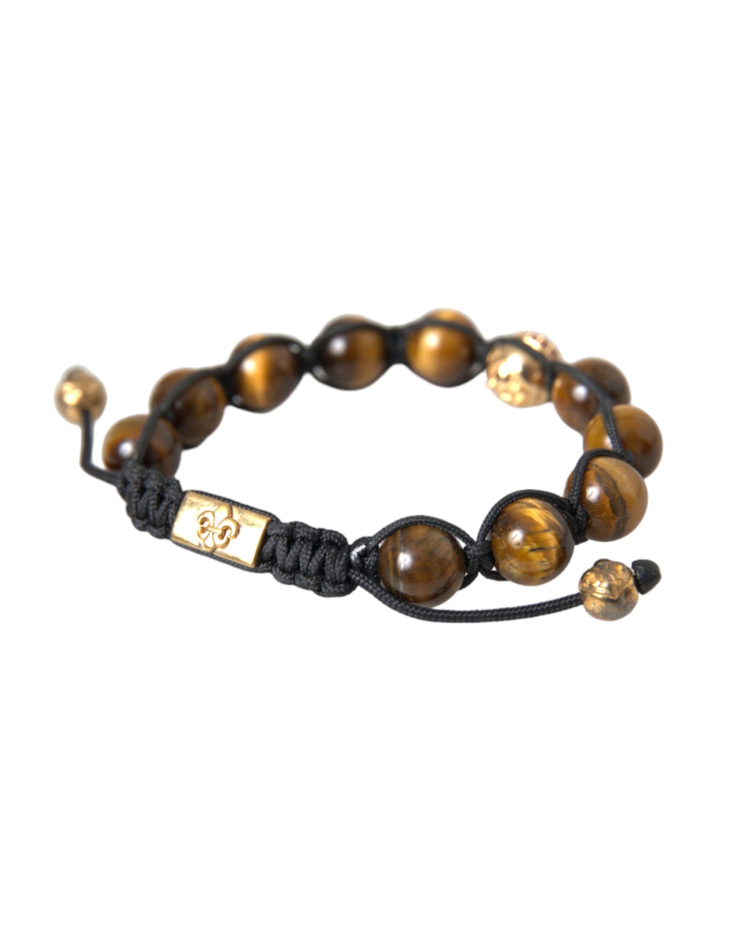 Nialaya CZ Brown Tiger Eye 925 Silver Bracelet Men