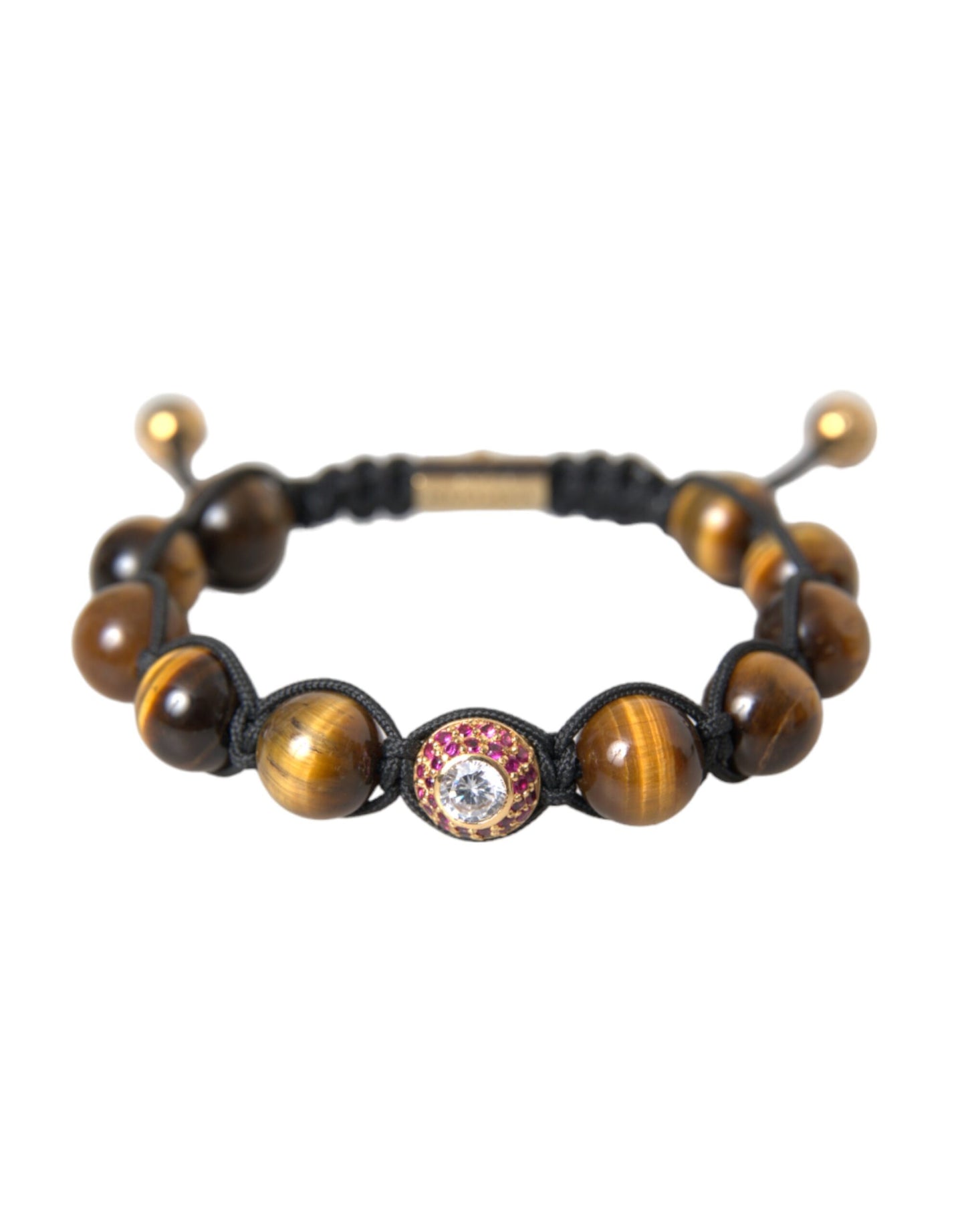 Nialaya CZ Brown Tiger Eye 925 Silver Bracelet Men