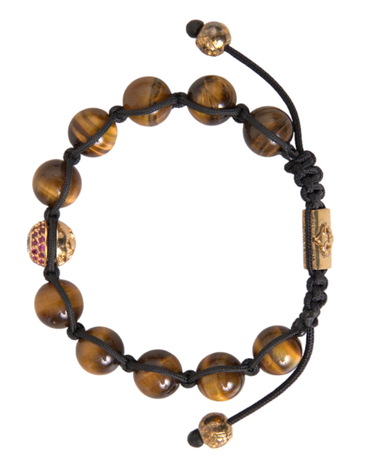 Nialaya CZ Brown Tiger Eye 925 Silver Bracelet Men