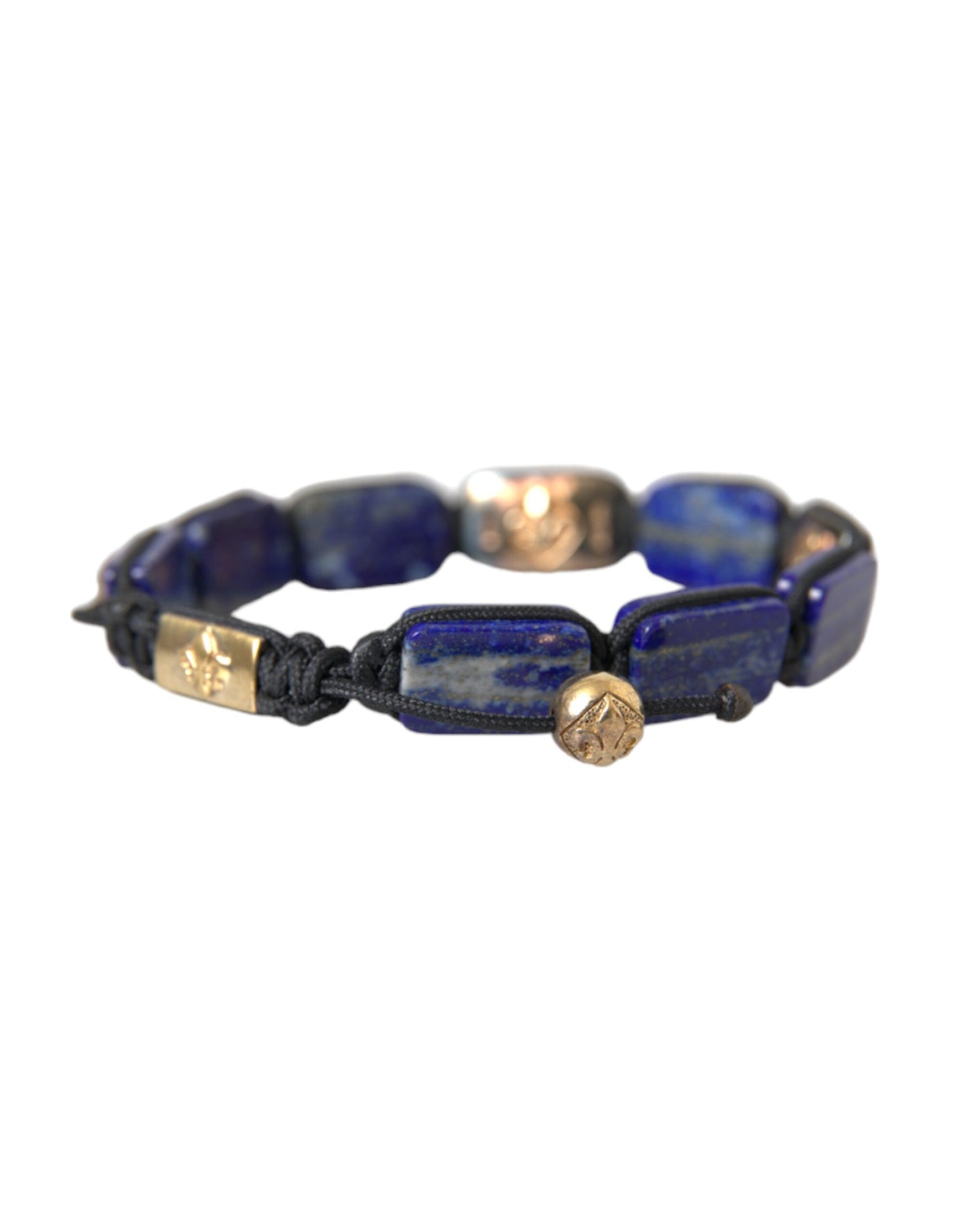 Nialaya Flat Pearl Blue Lapis White CZ 925 Bracelet Men