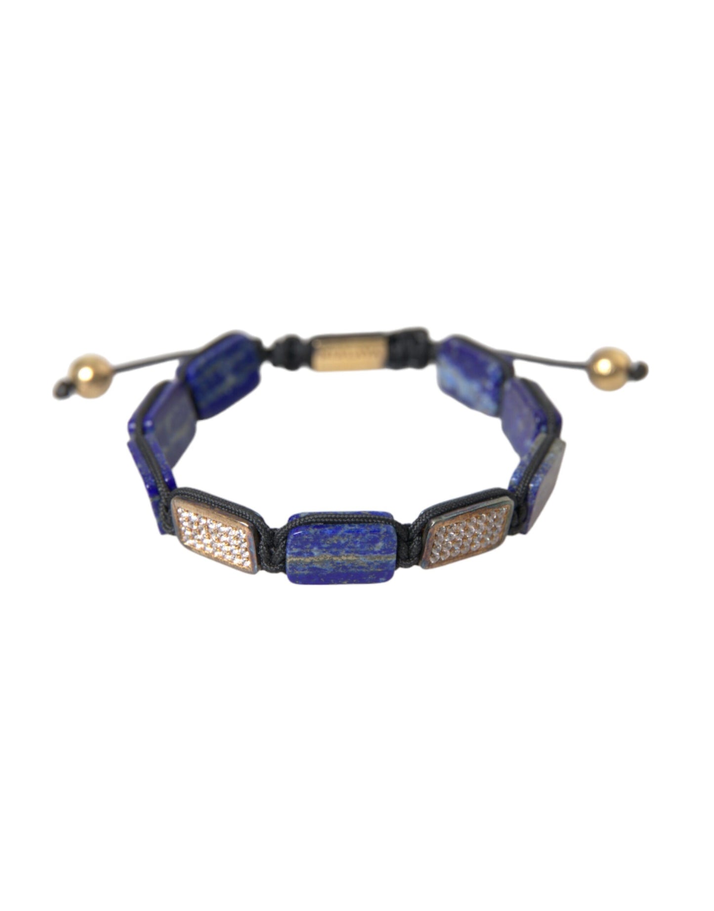 Nialaya Flat Pearl Blue Lapis White CZ 925 Bracelet Men