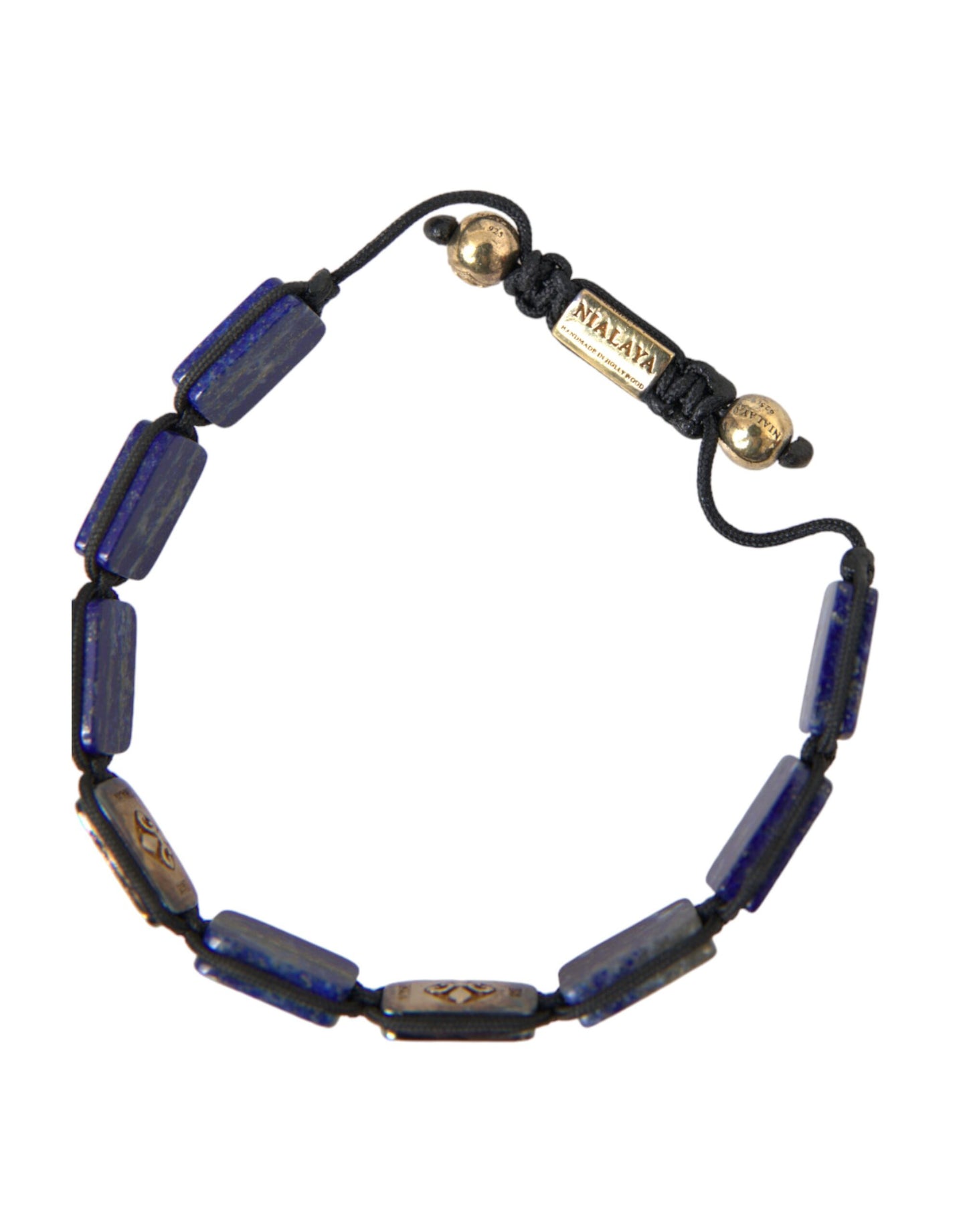 Nialaya Flat Pearl Blue Lapis White CZ 925 Bracelet Men