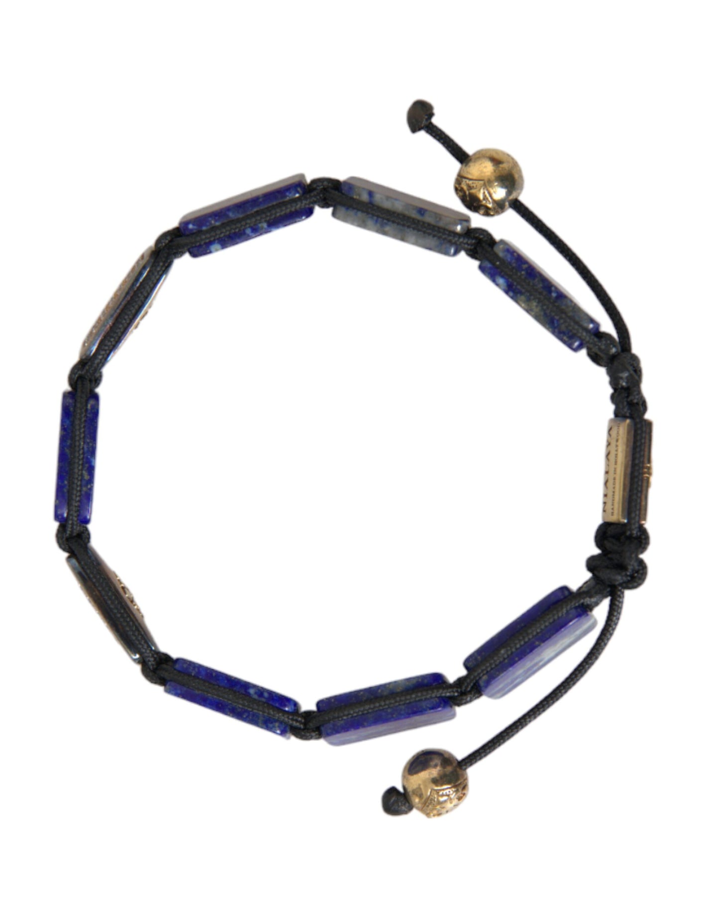 Nialaya Flat Pearl Blue Lapis White CZ 925 Bracelet Men