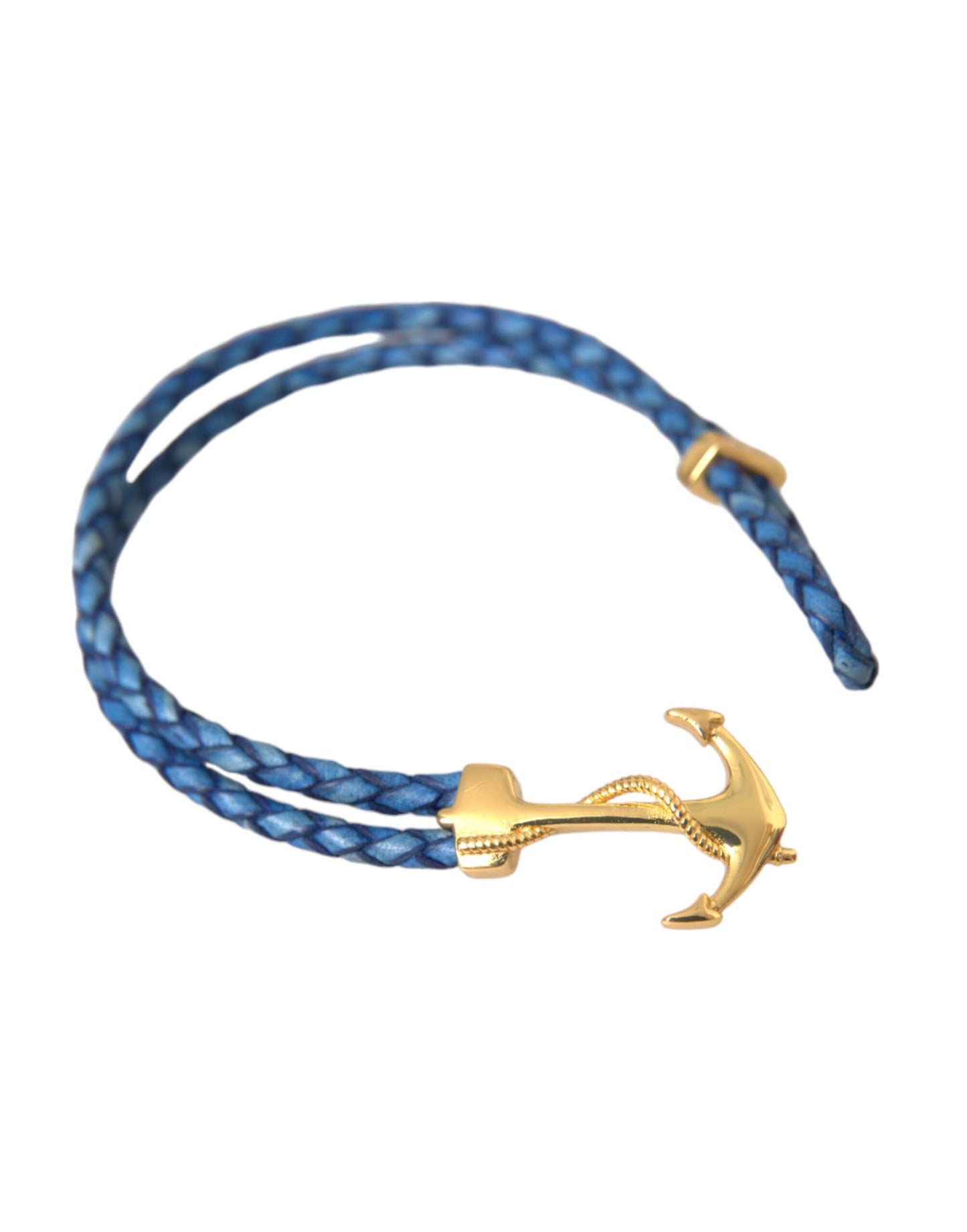 Nialaya Blue-Gold Anchor 925 Silver Charms Bracelet Men