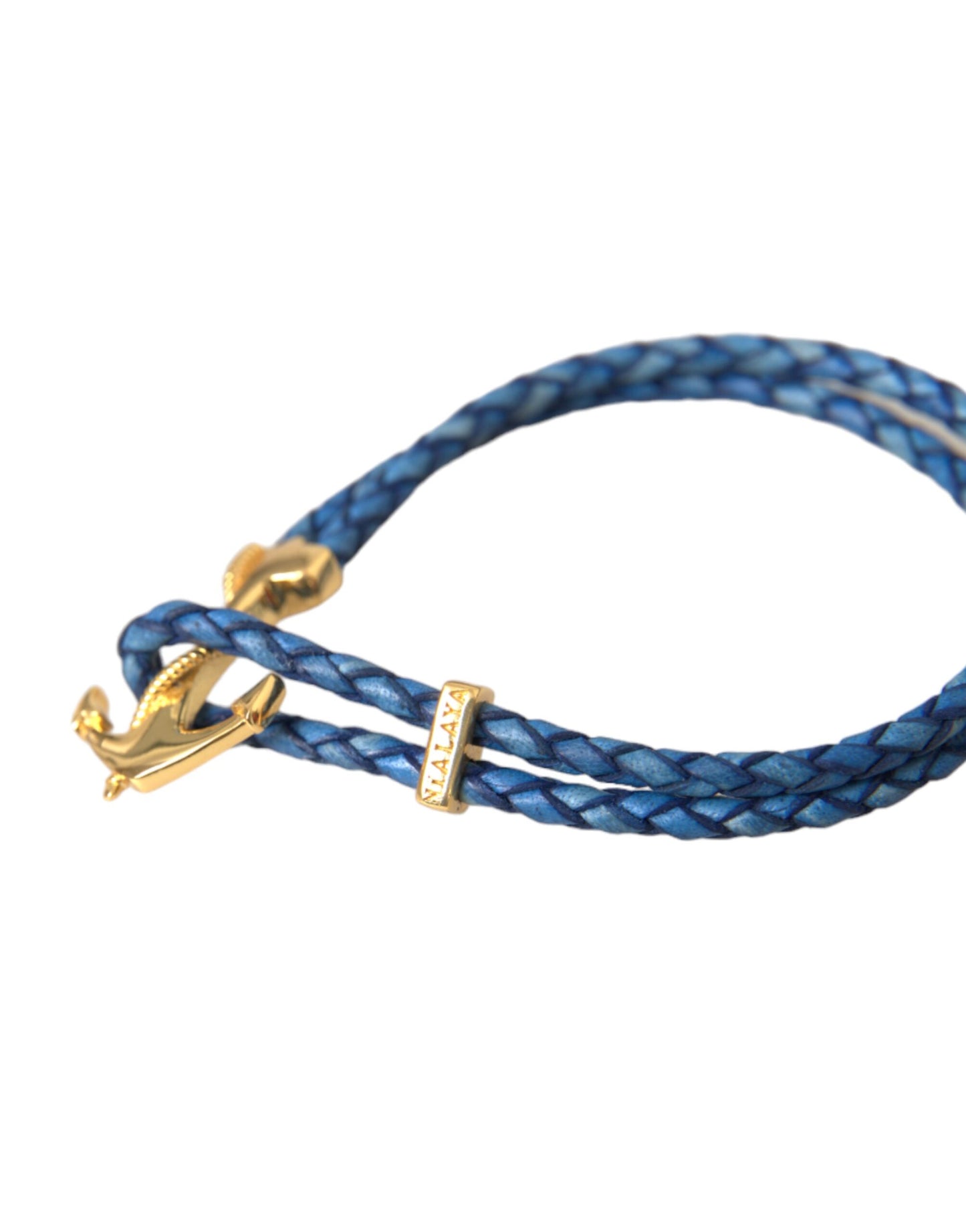 Nialaya Blue-Gold Anchor 925 Silver Charms Bracelet Men