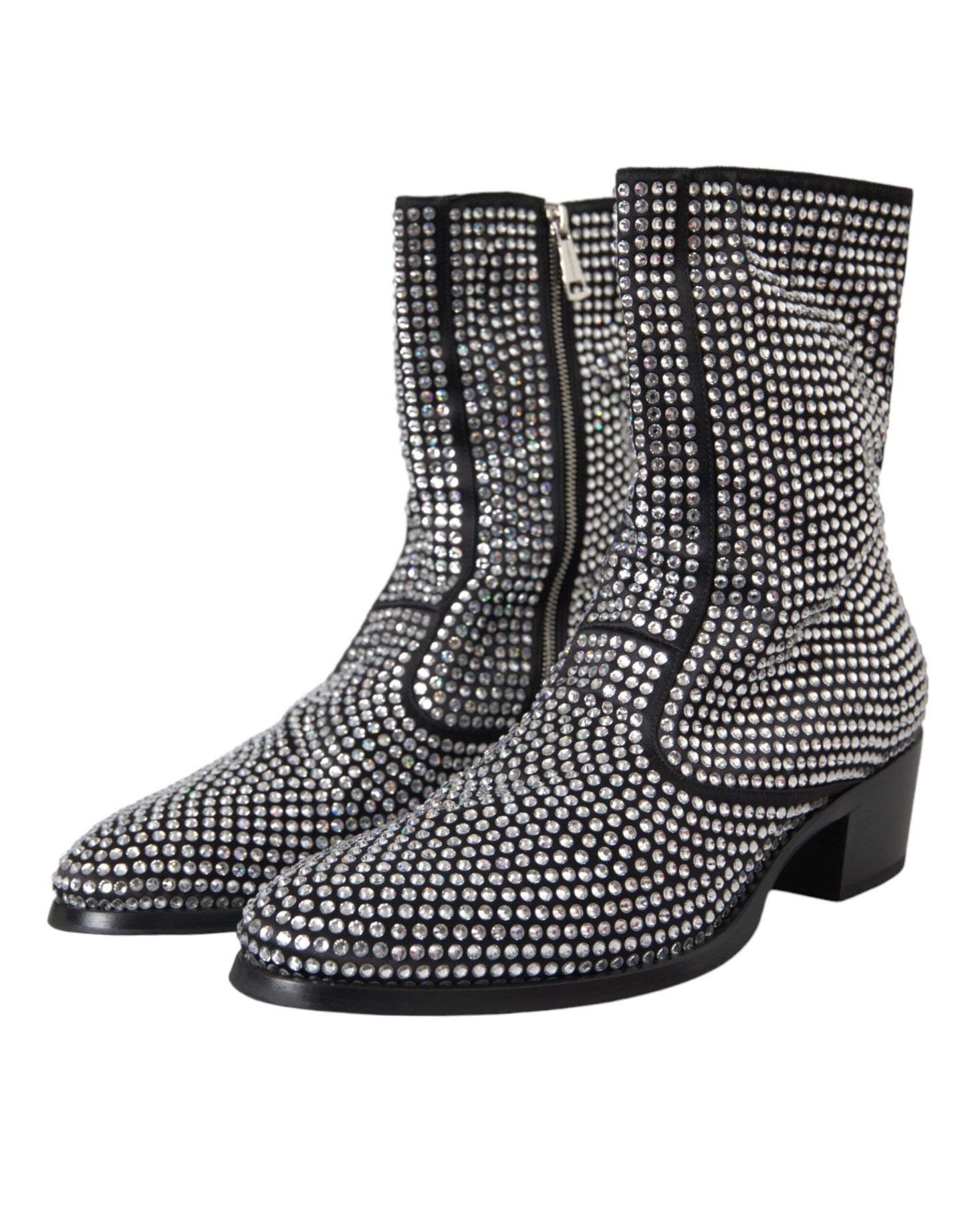 Dolce &amp; Gabbana Black Rhinestone Crystal Chelsea Boots Shoes