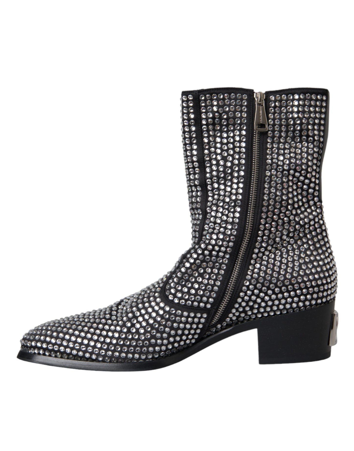 Dolce &amp; Gabbana Black Rhinestone Crystal Chelsea Boots Shoes