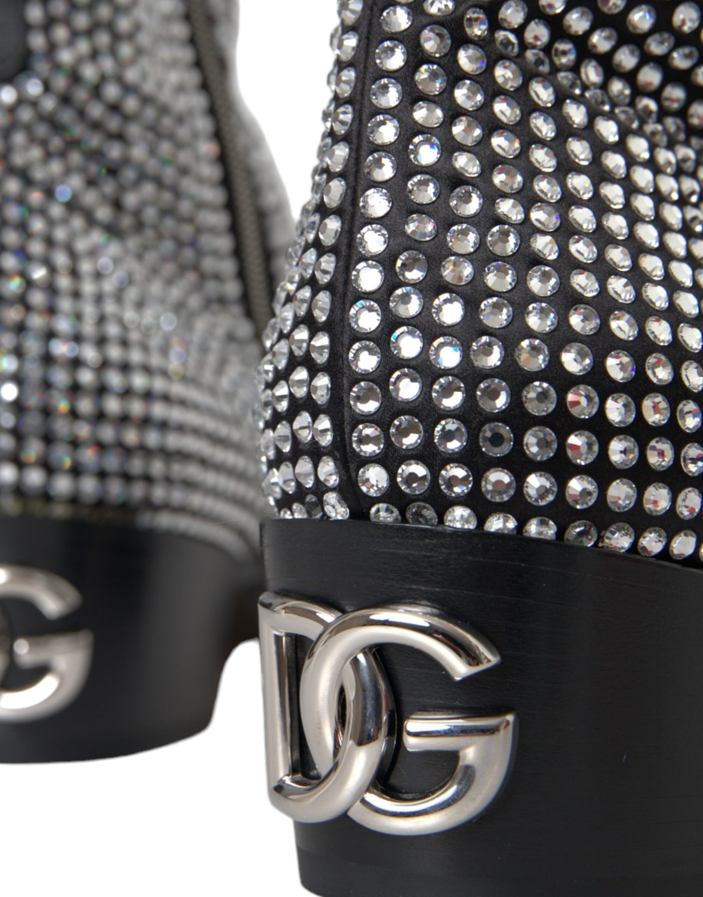 Dolce &amp; Gabbana Black Rhinestone Crystal Chelsea Boots Shoes