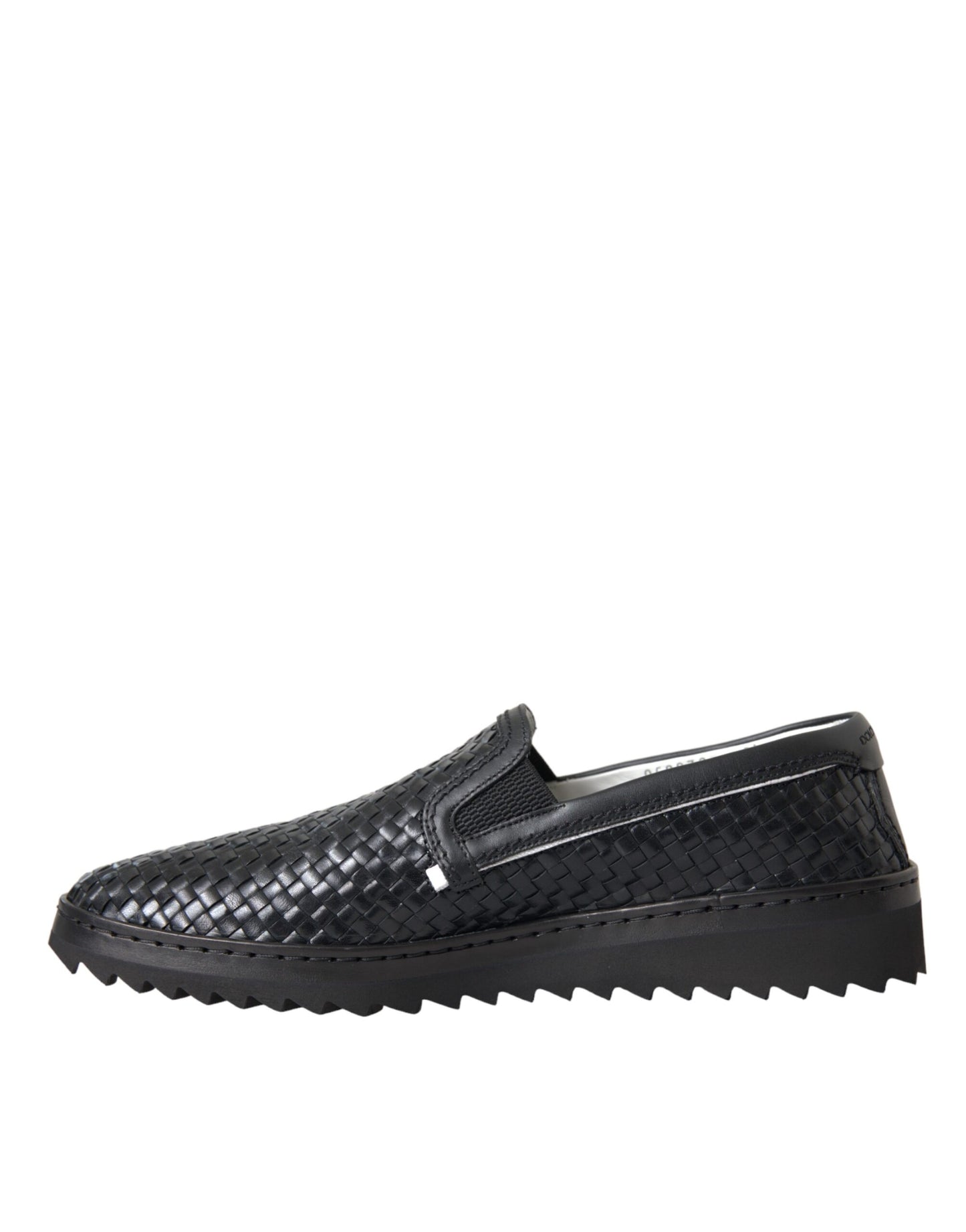 Dolce &amp; Gabbana Black Woven Buffalo Leather Men's Loafers Shoes